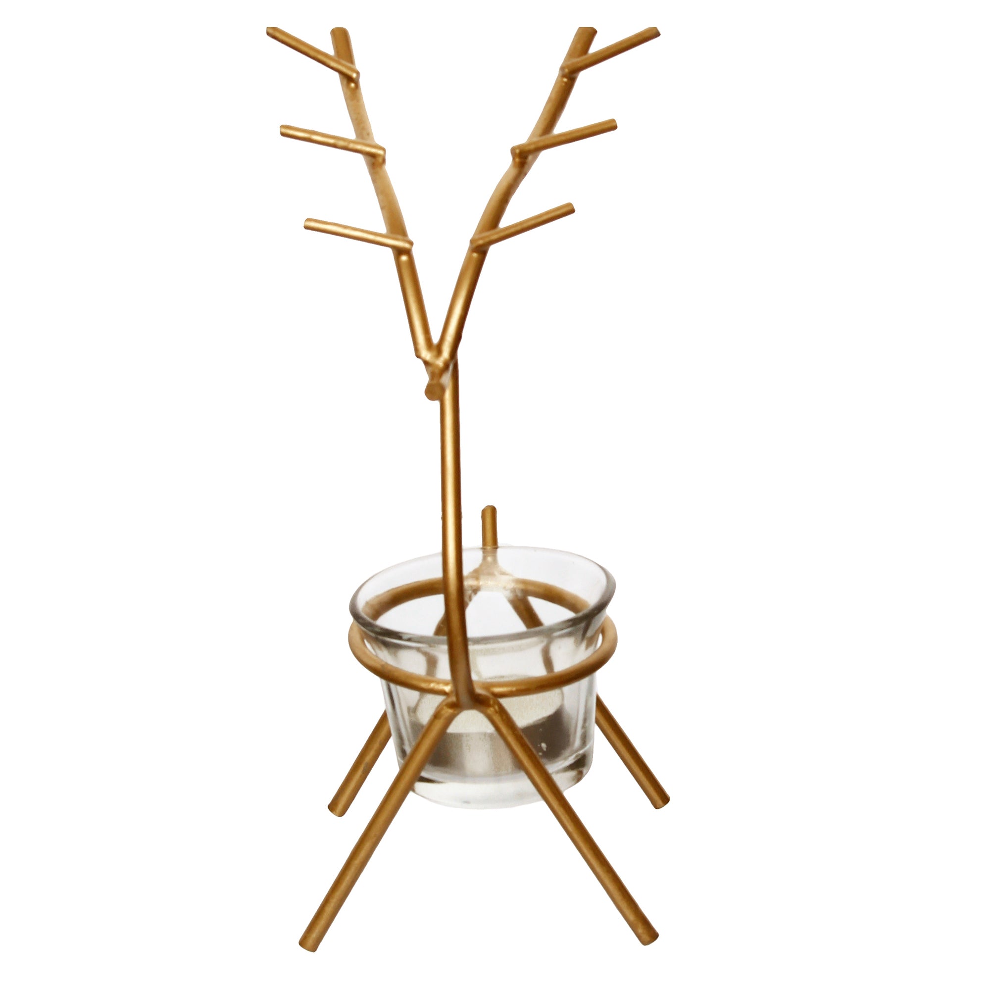 Deer Shape Decorative Handcrafted Metal Golden tea light candle holder 5