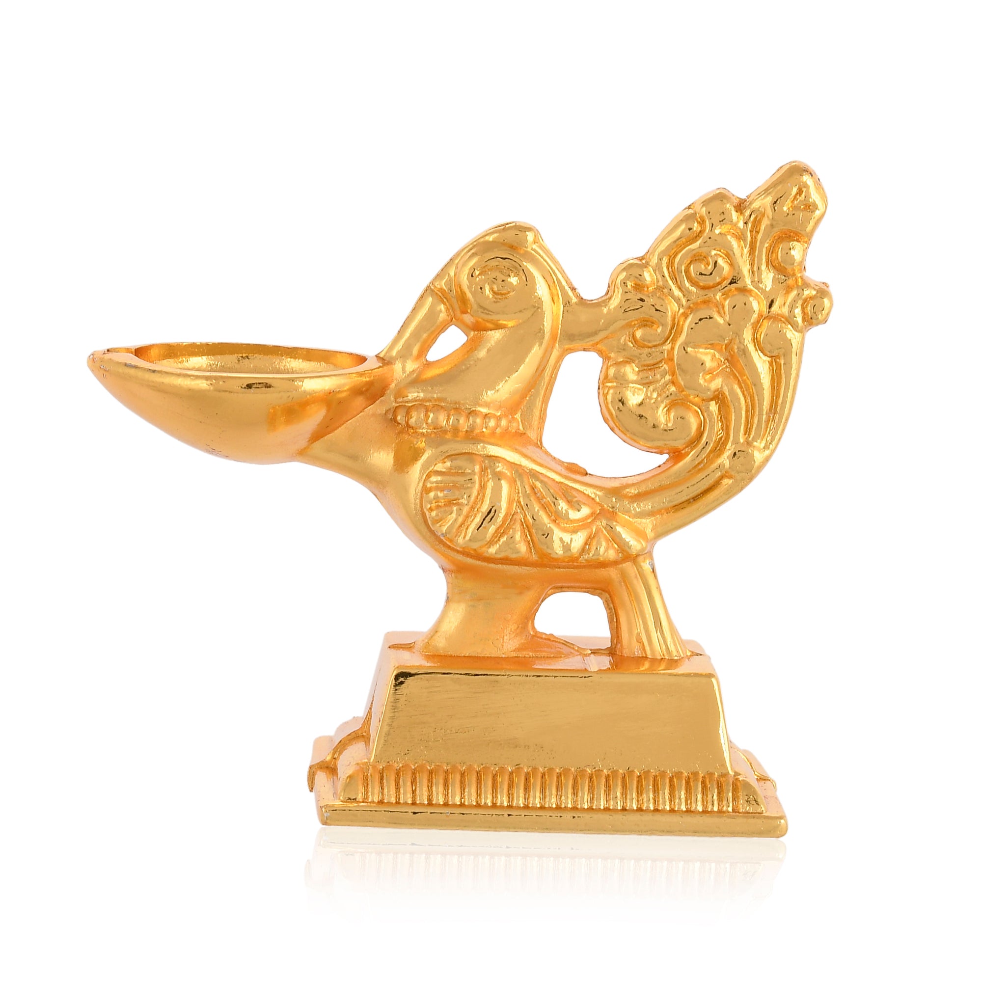 Golden Peacock Decorative Metal Diya Stand