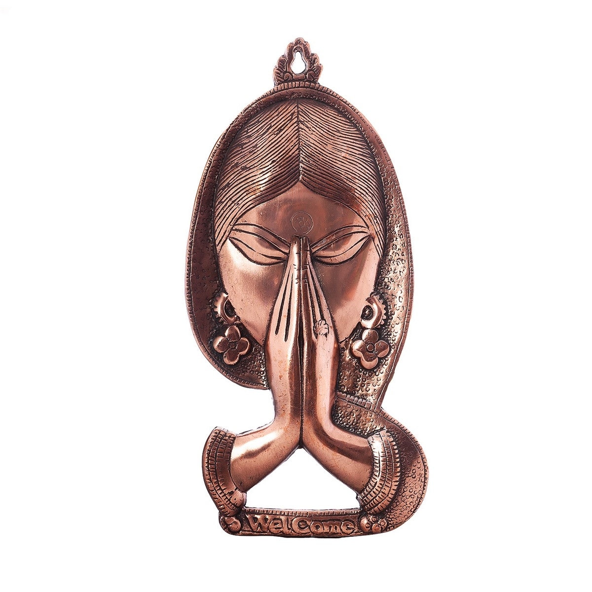 Welcome Namaste Lady Metal Wall Hanging Decorative Showpiece 1