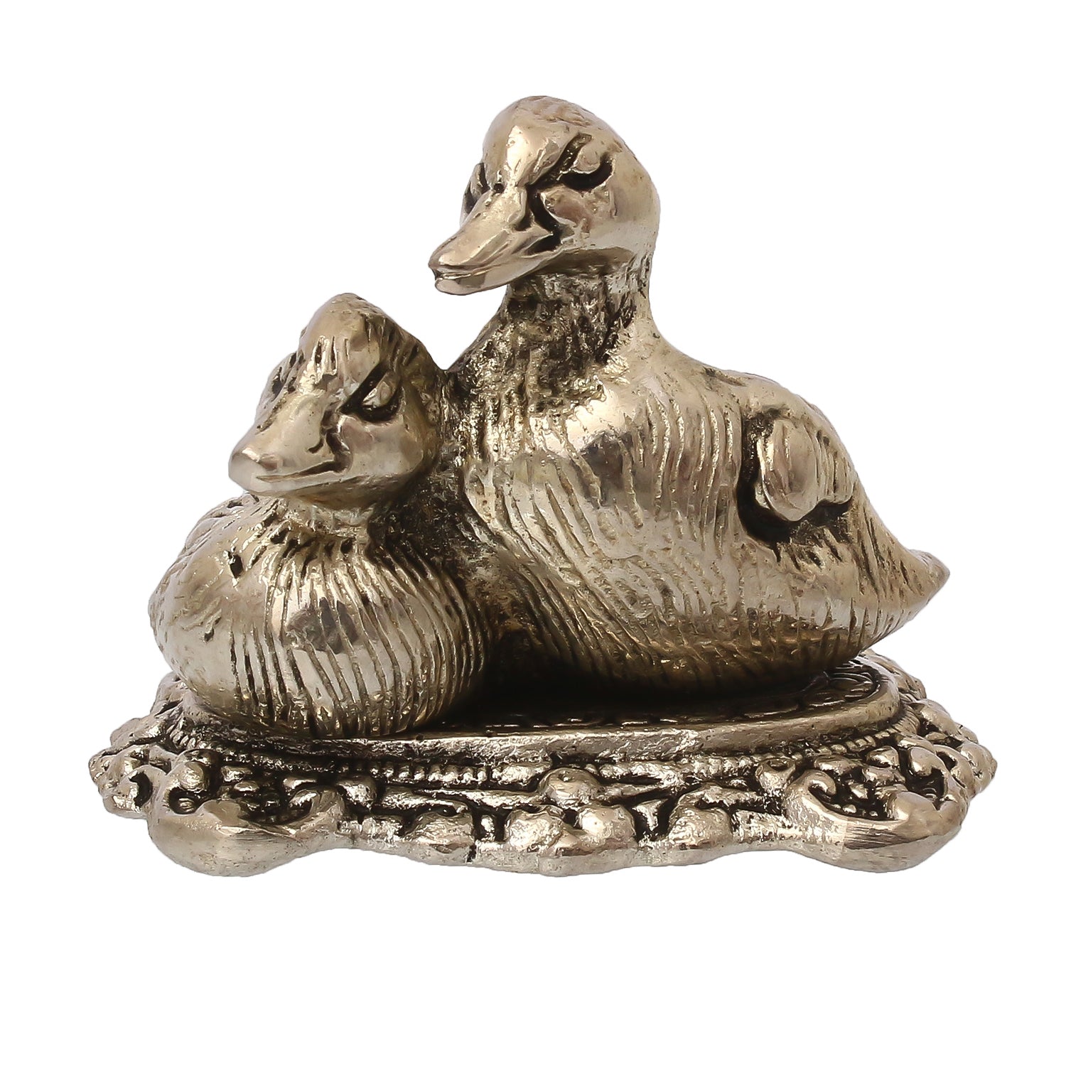 Set Of 2 Loving Metal Swan Showpiece Birds Figurines 4