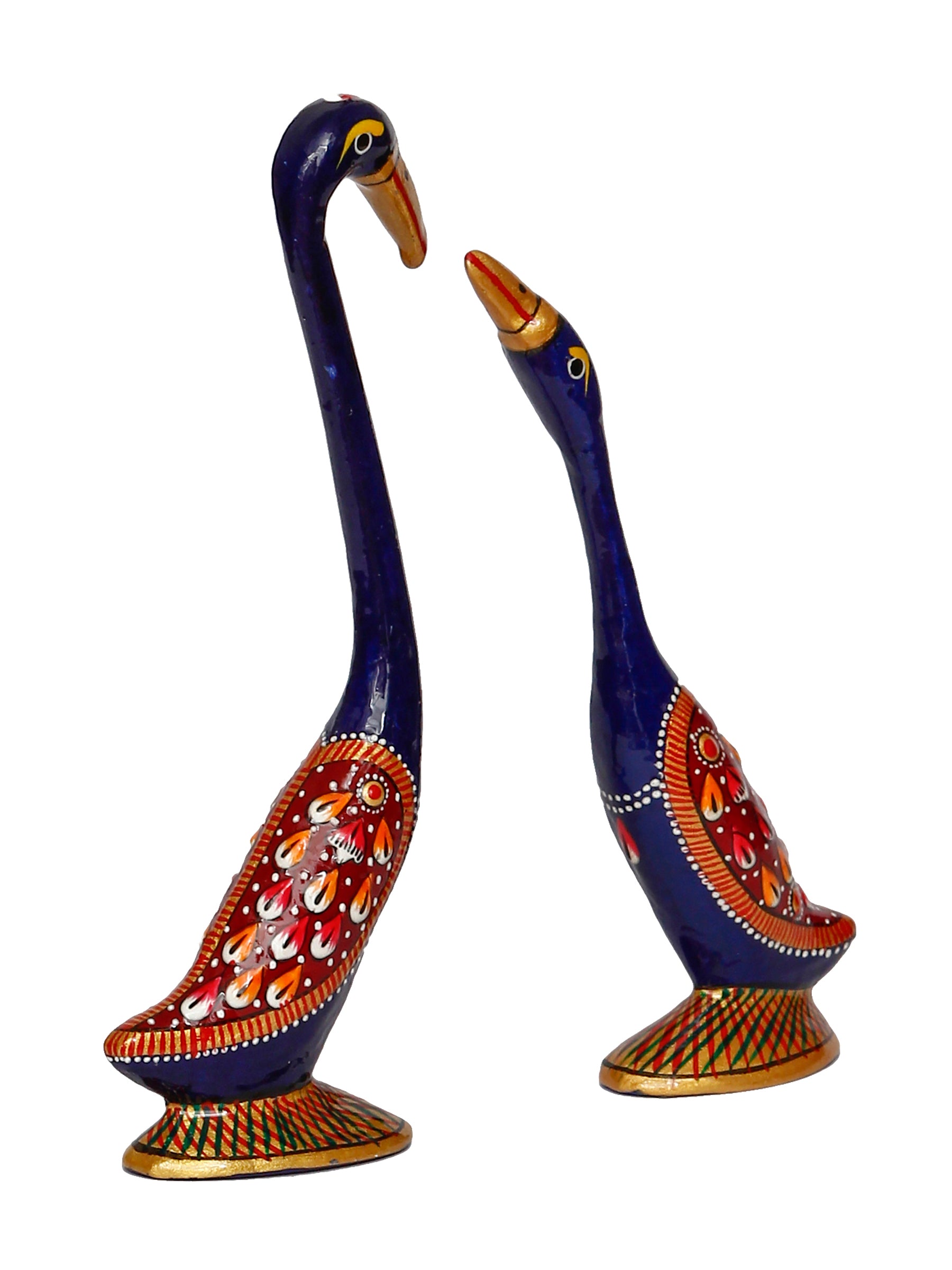Red and Blue Metal Loving Swan Couple Showpiece 4