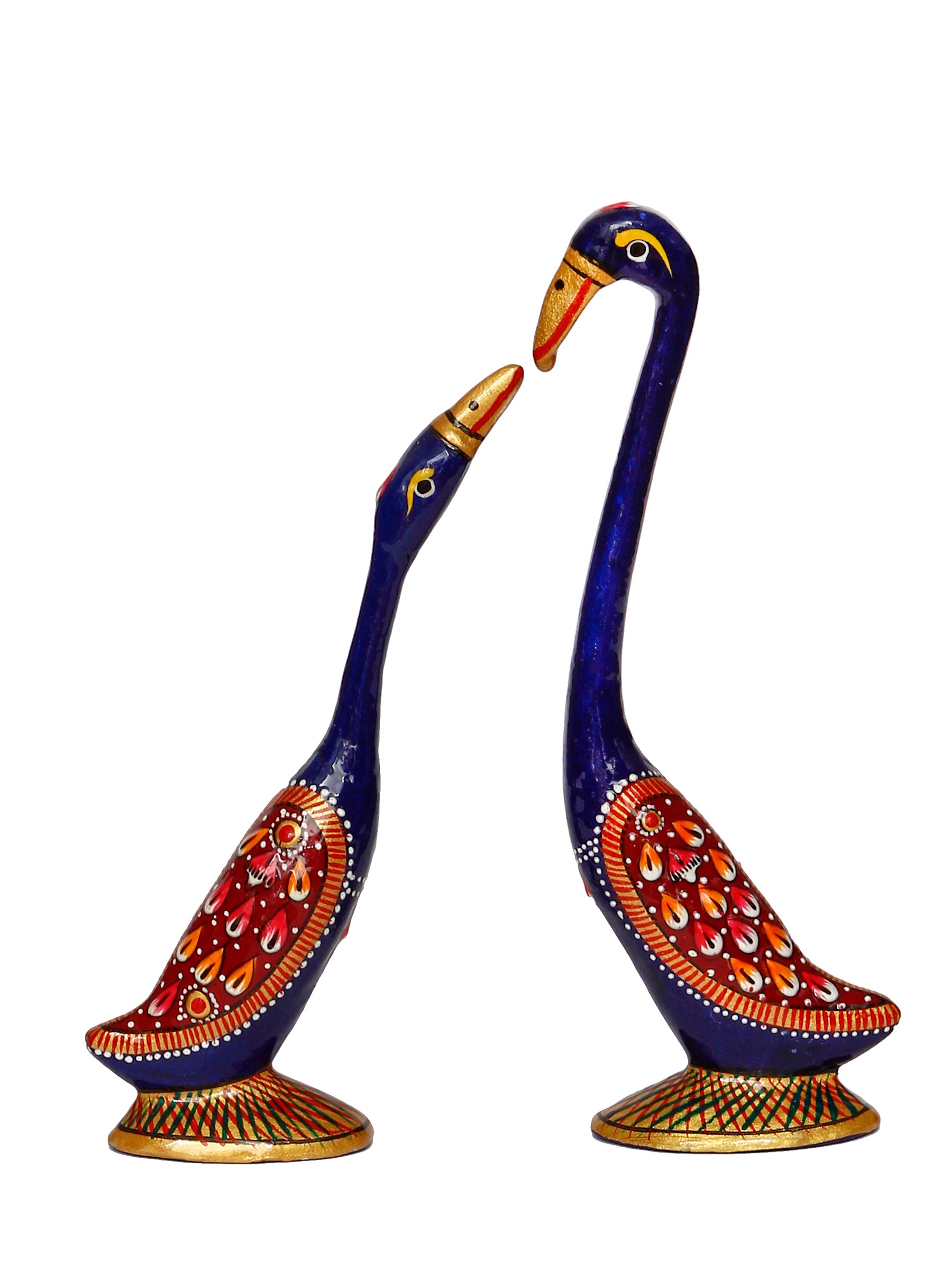 Red and Blue Metal Loving Swan Couple Showpiece 5