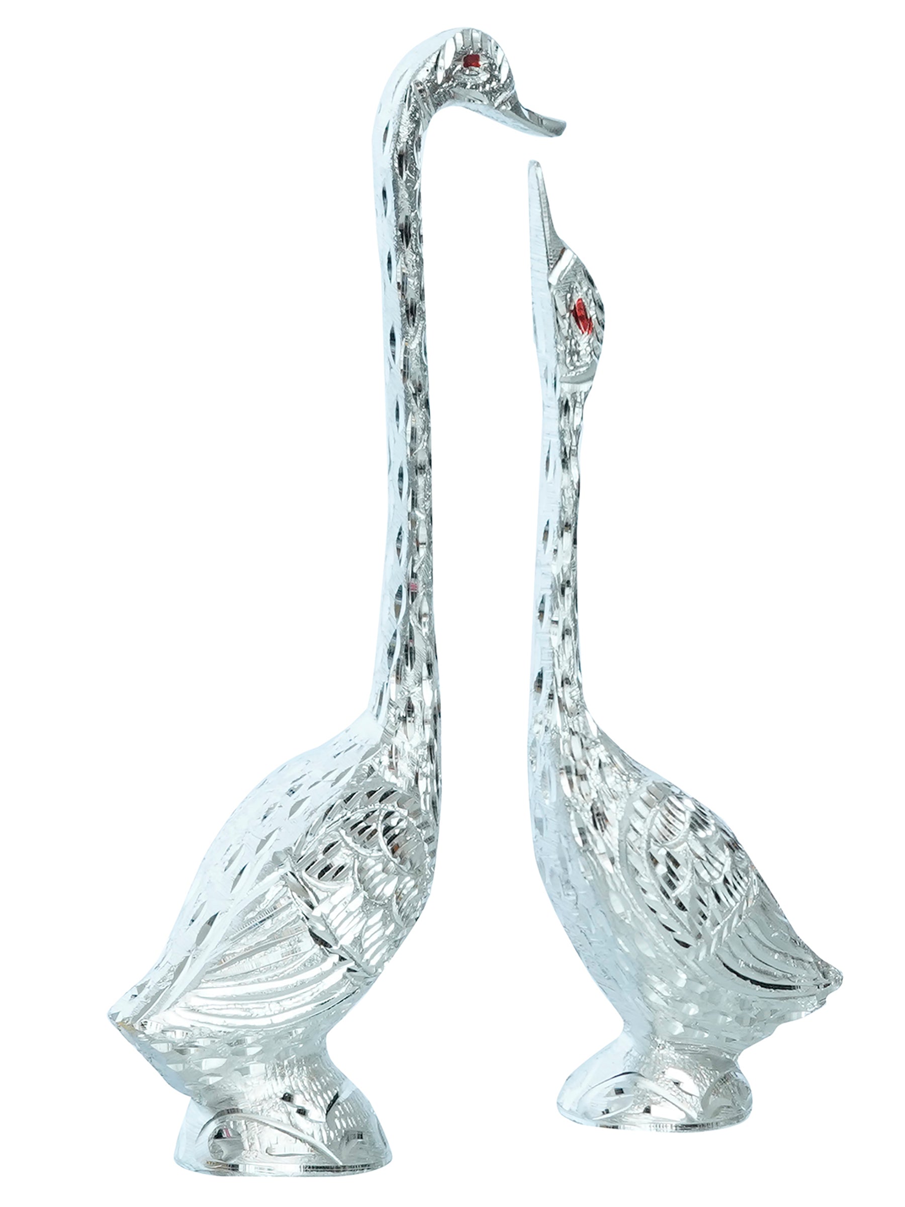 Silver Metal Kissing Swan Couple Handcrafted Decorative Figurine 5