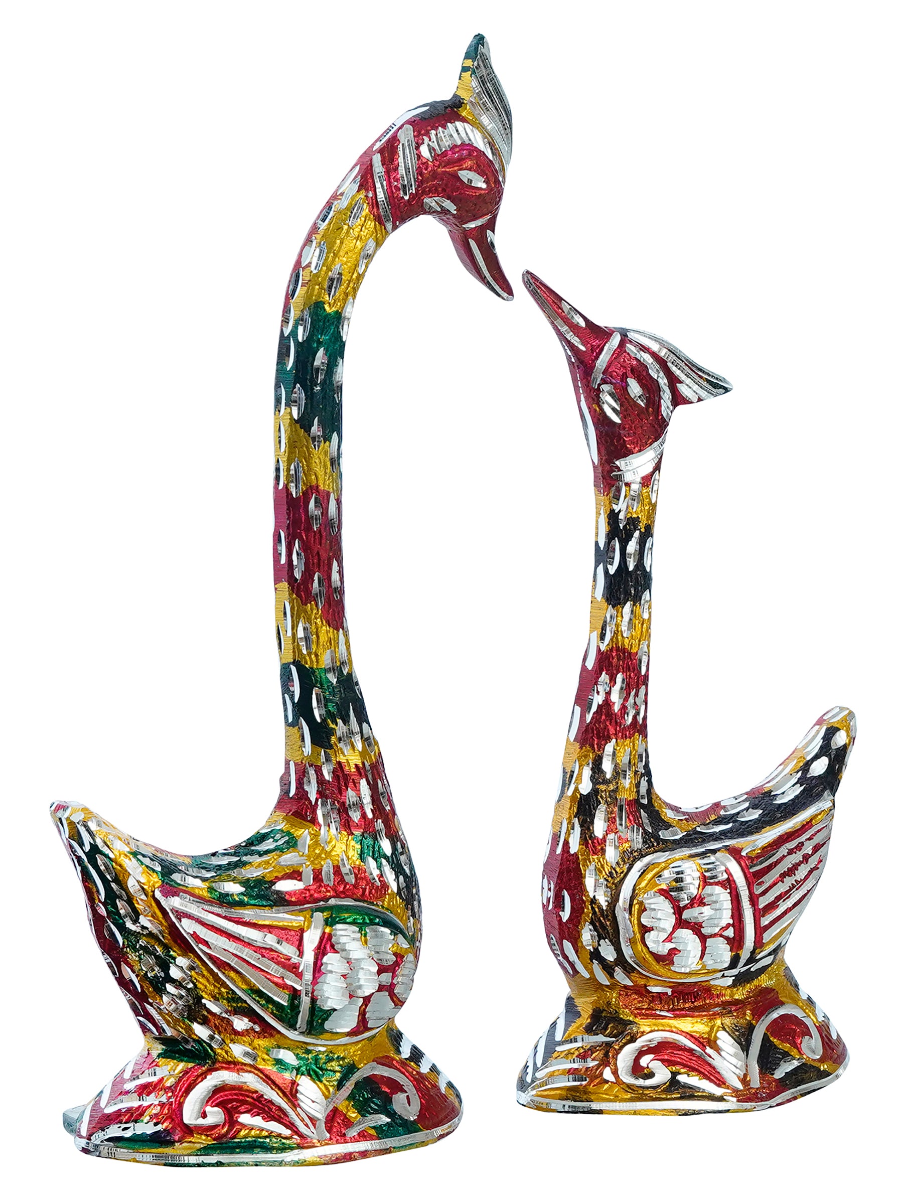 12 Inch Colorful Kissing Swan Couple Handcrafted Decorative Figurine 5