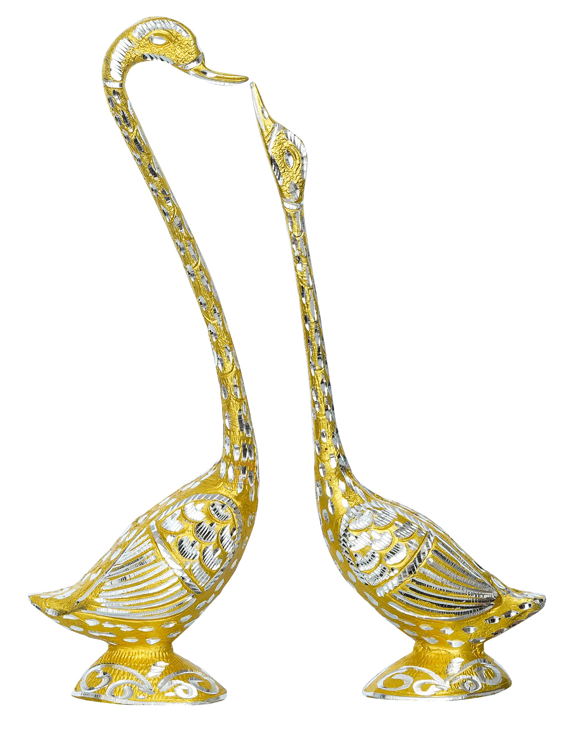 Golden Metal Kissing Swan Couple Handcrafted Decorative showpiece 2