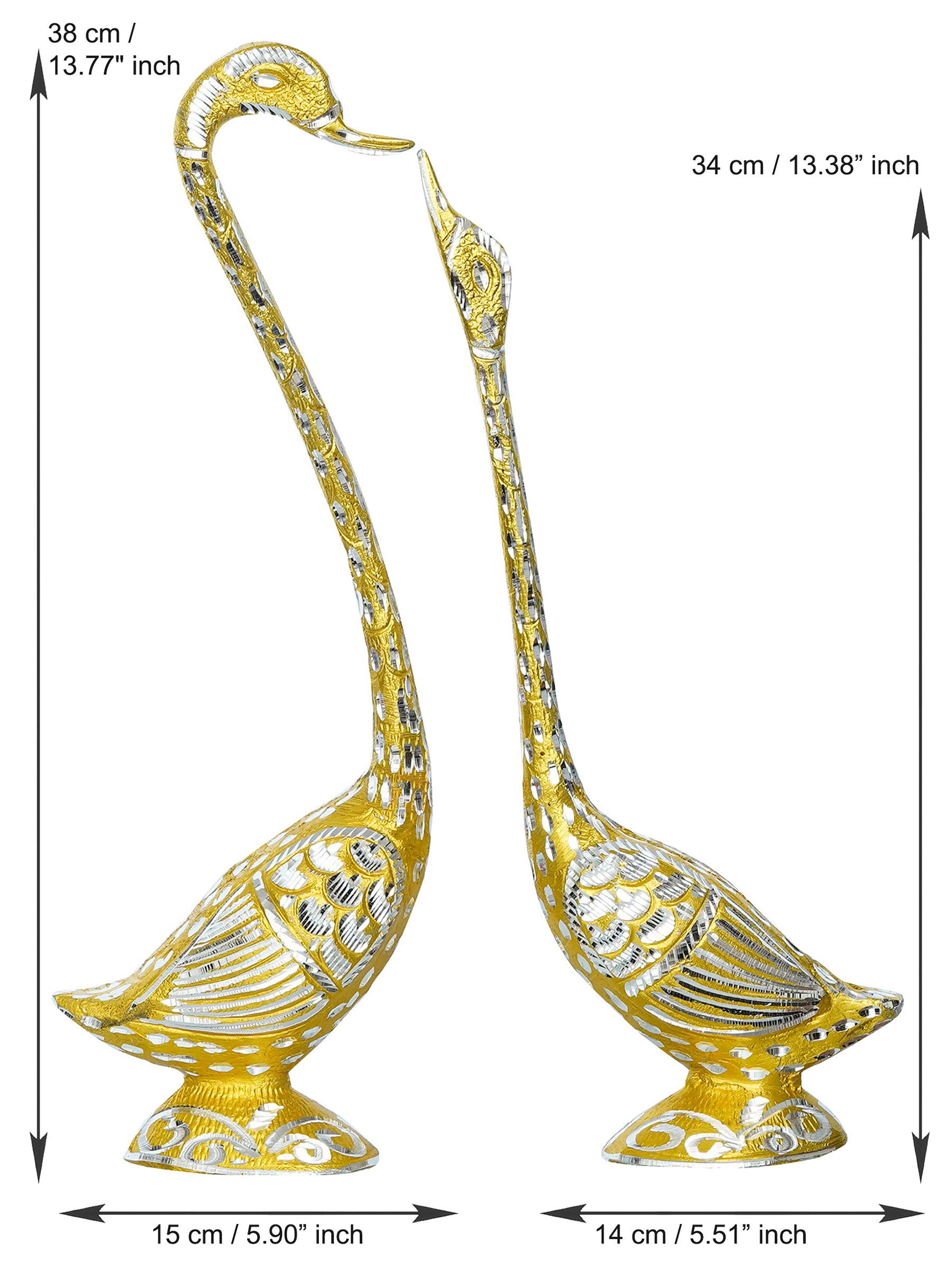 Golden Metal Kissing Swan Couple Handcrafted Decorative showpiece 3