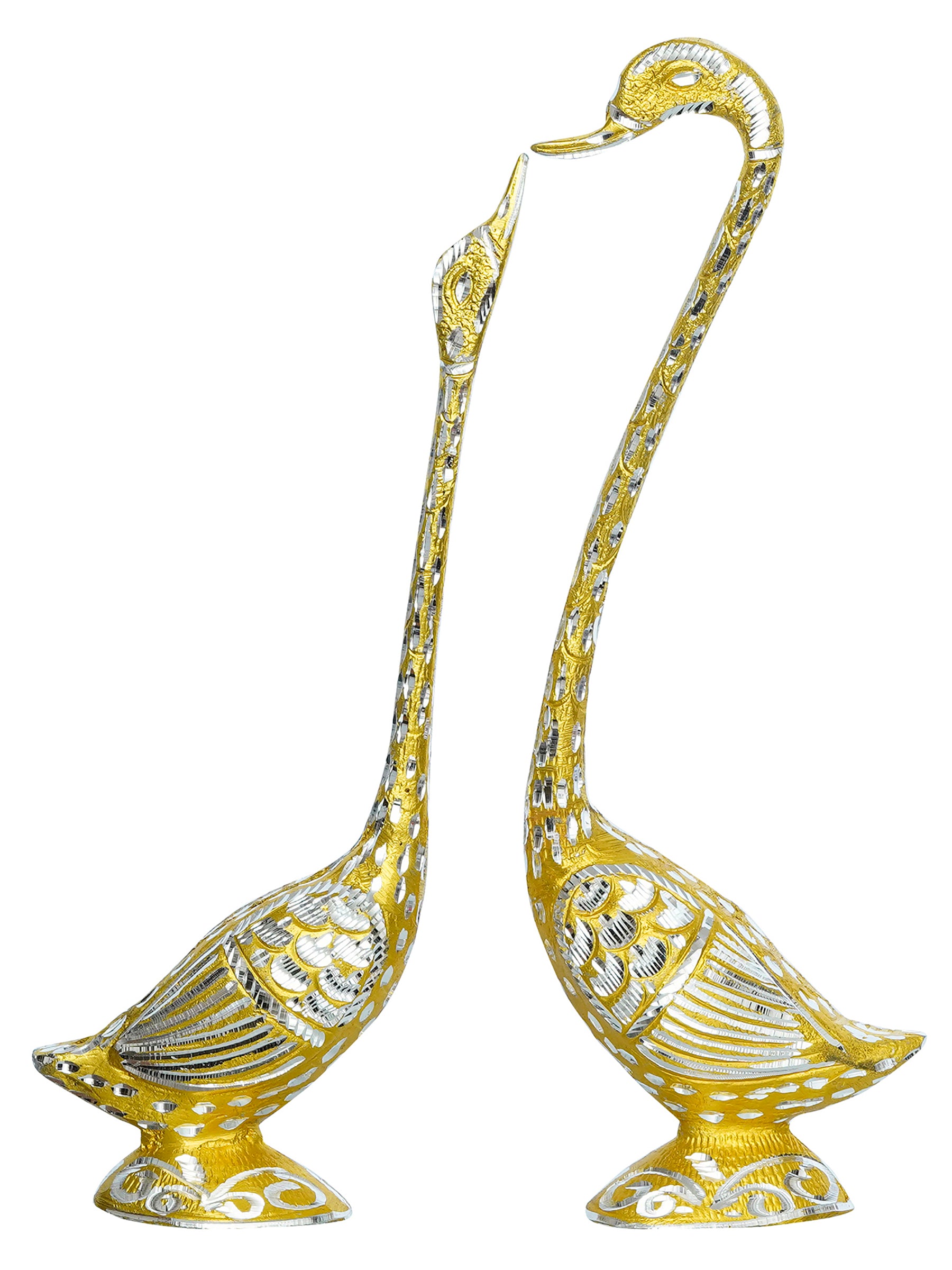 Golden Metal Kissing Swan Couple Handcrafted Decorative showpiece 4