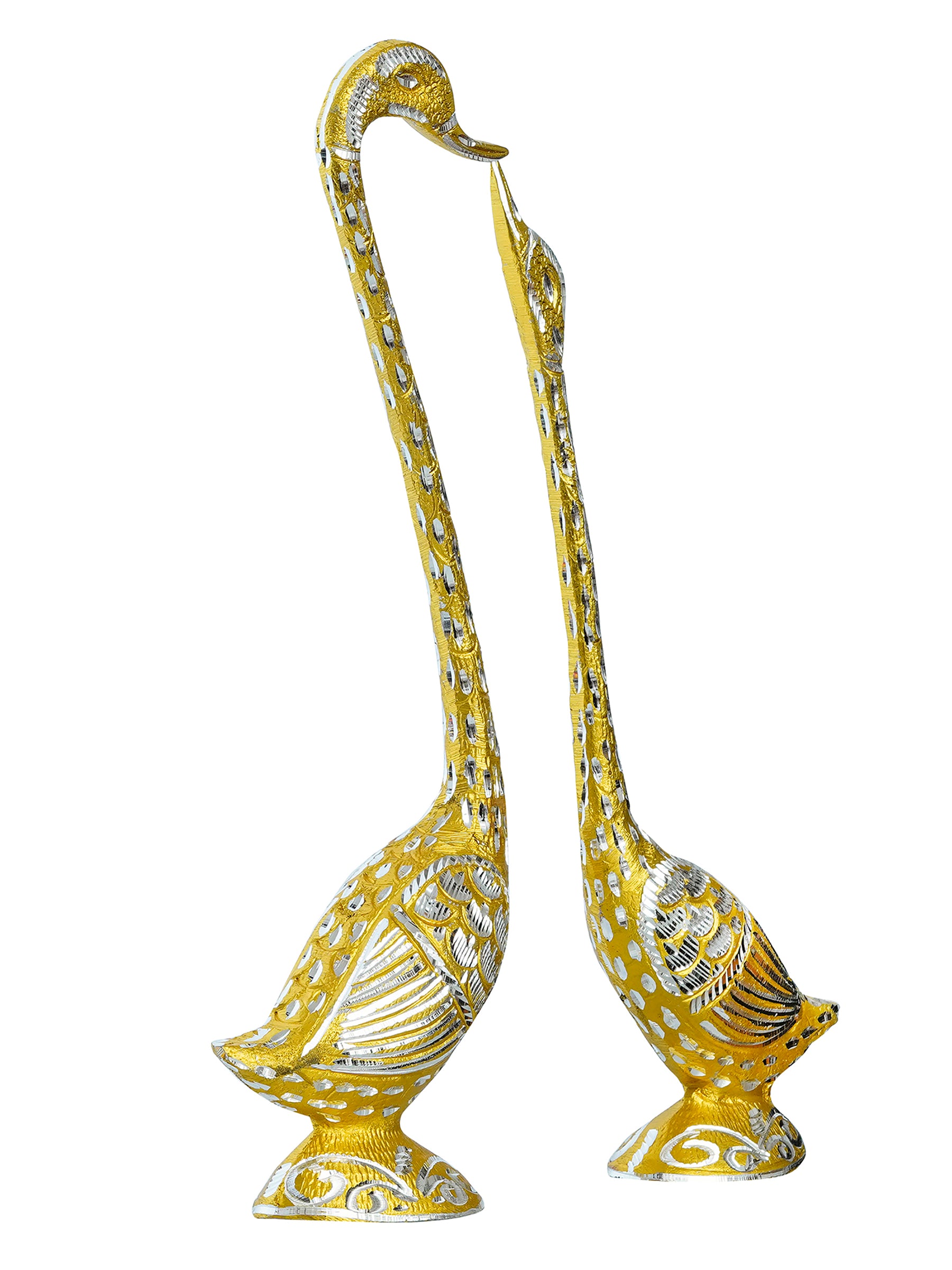 Golden Metal Kissing Swan Couple Handcrafted Decorative showpiece 5
