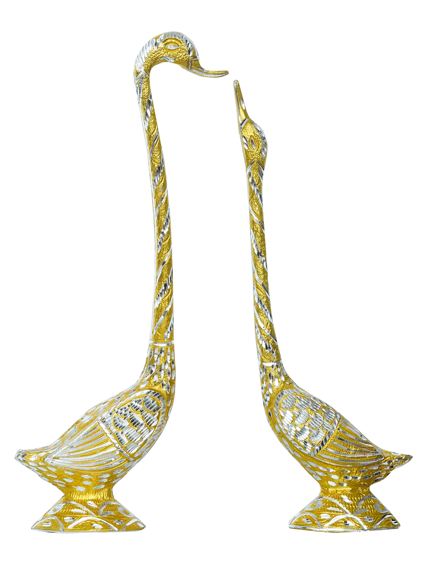 Golden Metal Kissing Swan Couple Handcrafted Decorative showpiece Love Bird Figurines 2