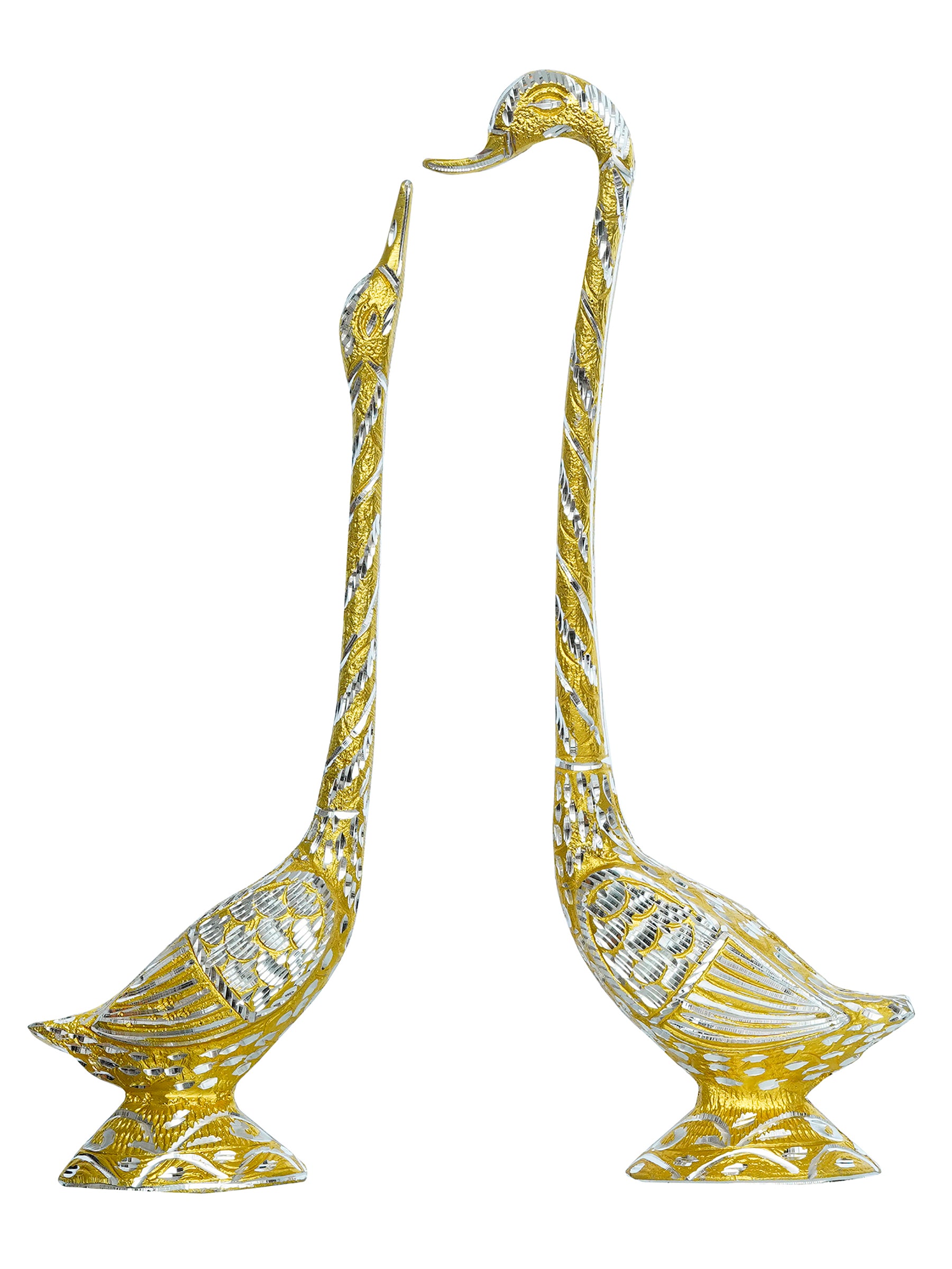 Golden Metal Kissing Swan Couple Handcrafted Decorative showpiece Love Bird Figurines 4