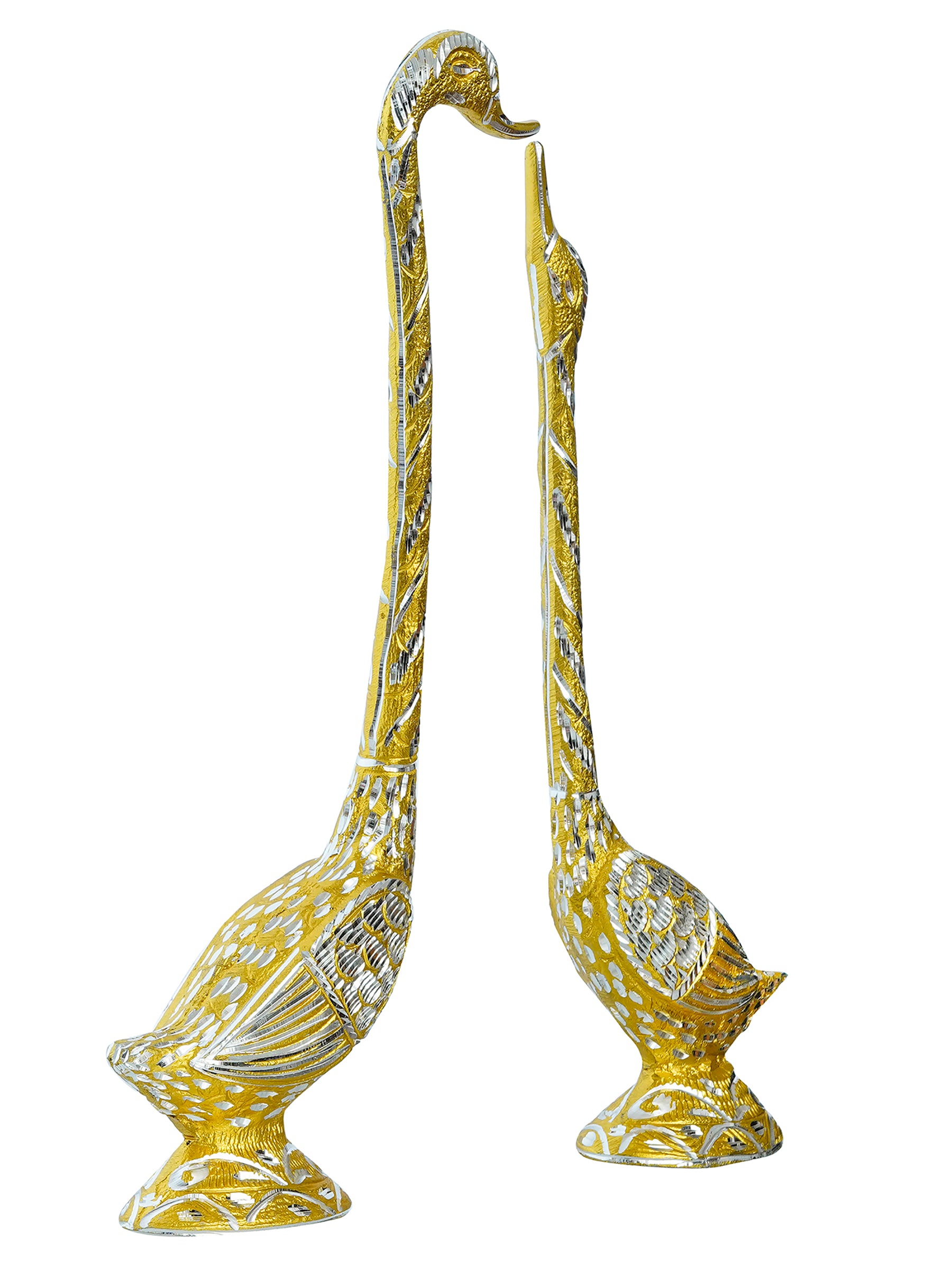 Golden Metal Kissing Swan Couple Handcrafted Decorative showpiece Love Bird Figurines 5
