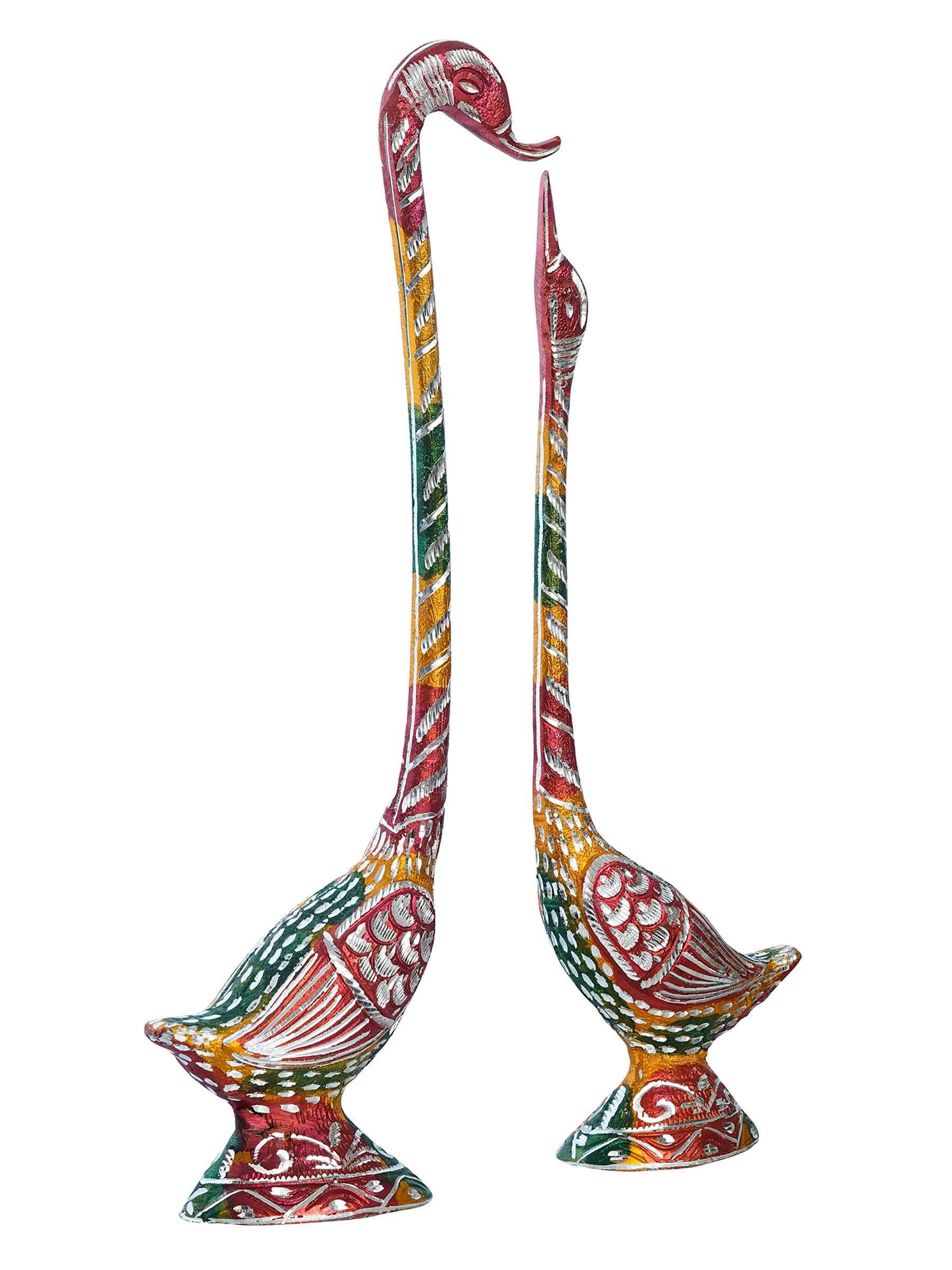 Colorful Metal Kissing Swan Couple Handcrafted Decorative showpiece 5