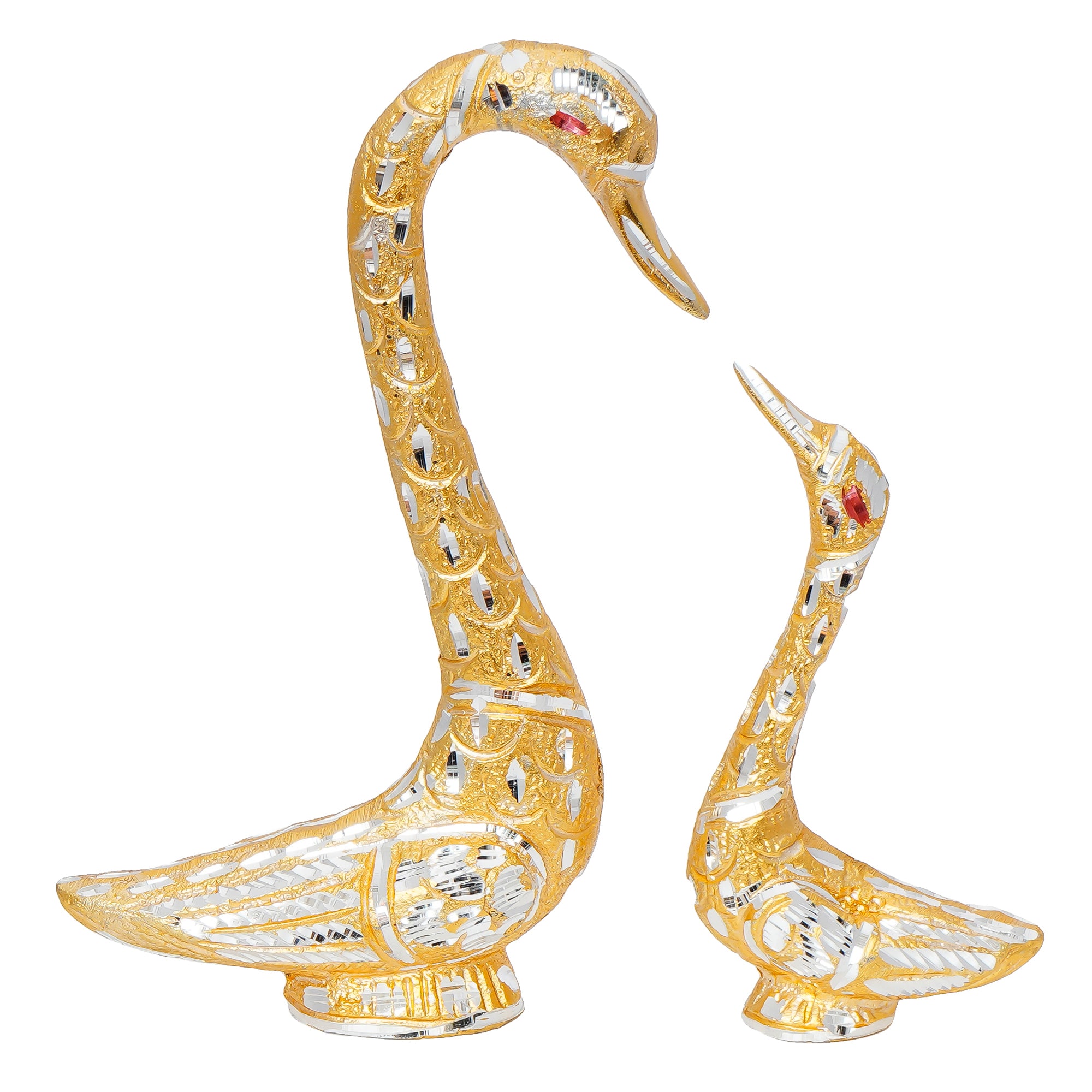Loving Golden Swan Couple Metal Handcrafted Decorative Figurine 2