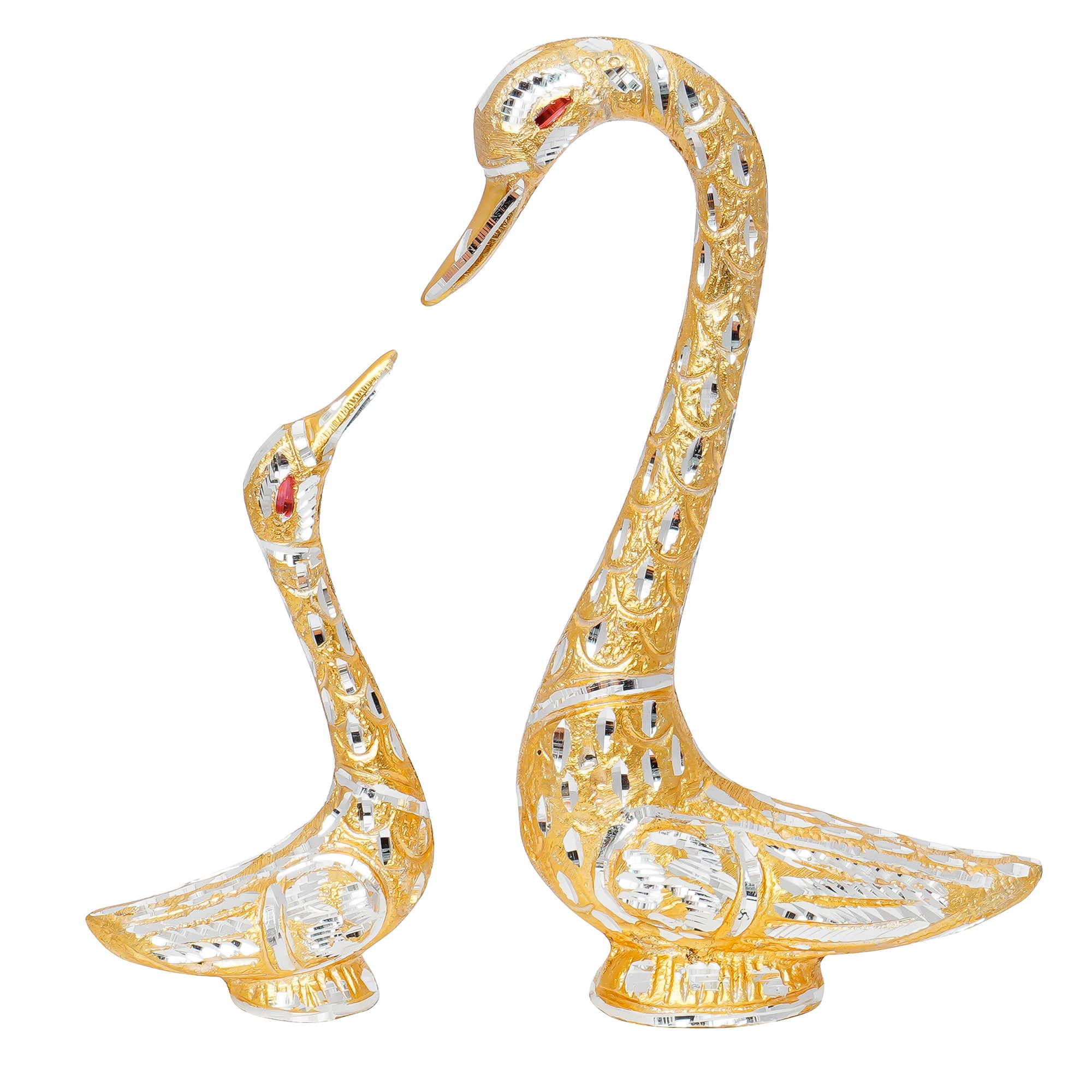 Loving Golden Swan Couple Metal Handcrafted Decorative Figurine 4