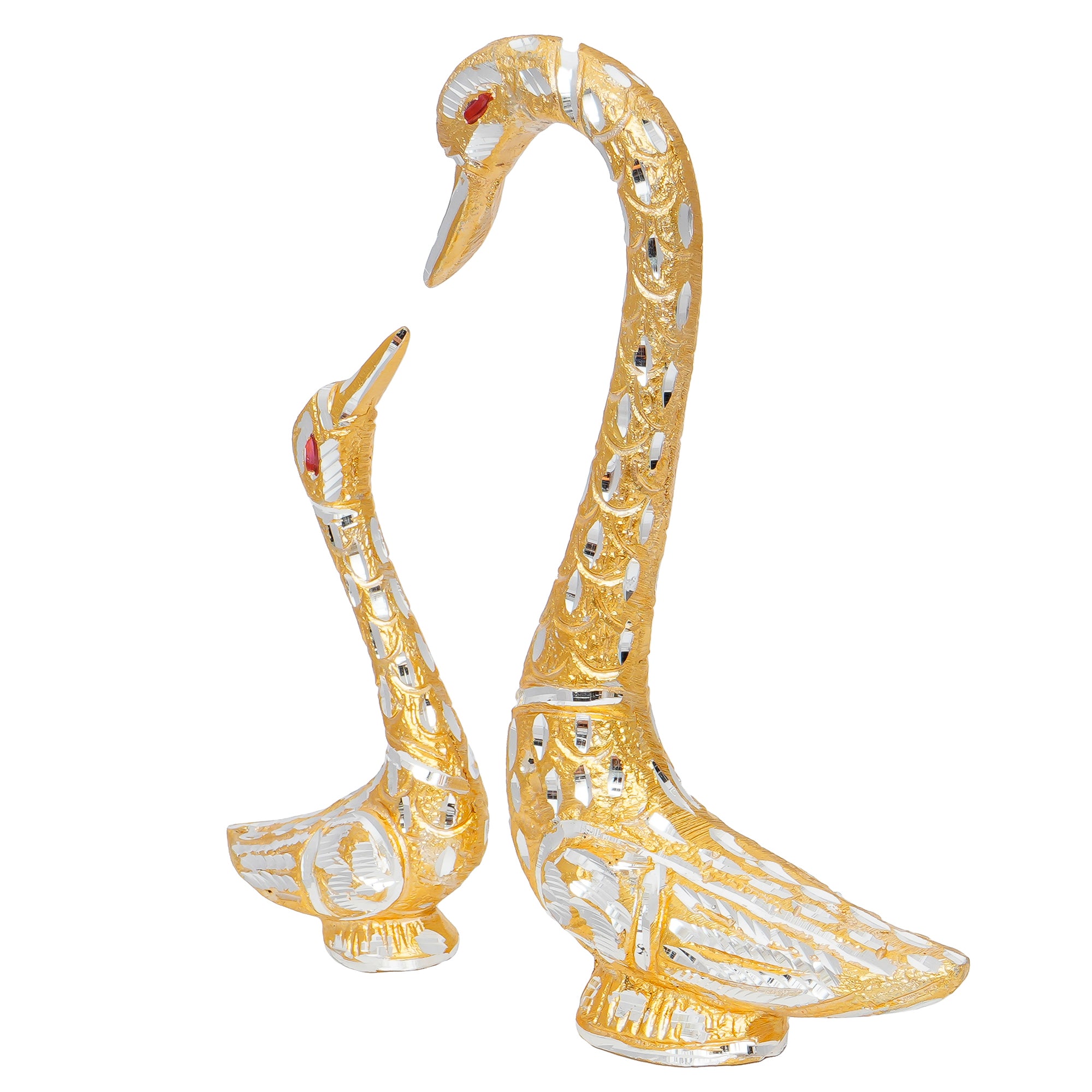 Loving Golden Swan Couple Metal Handcrafted Decorative Figurine 5