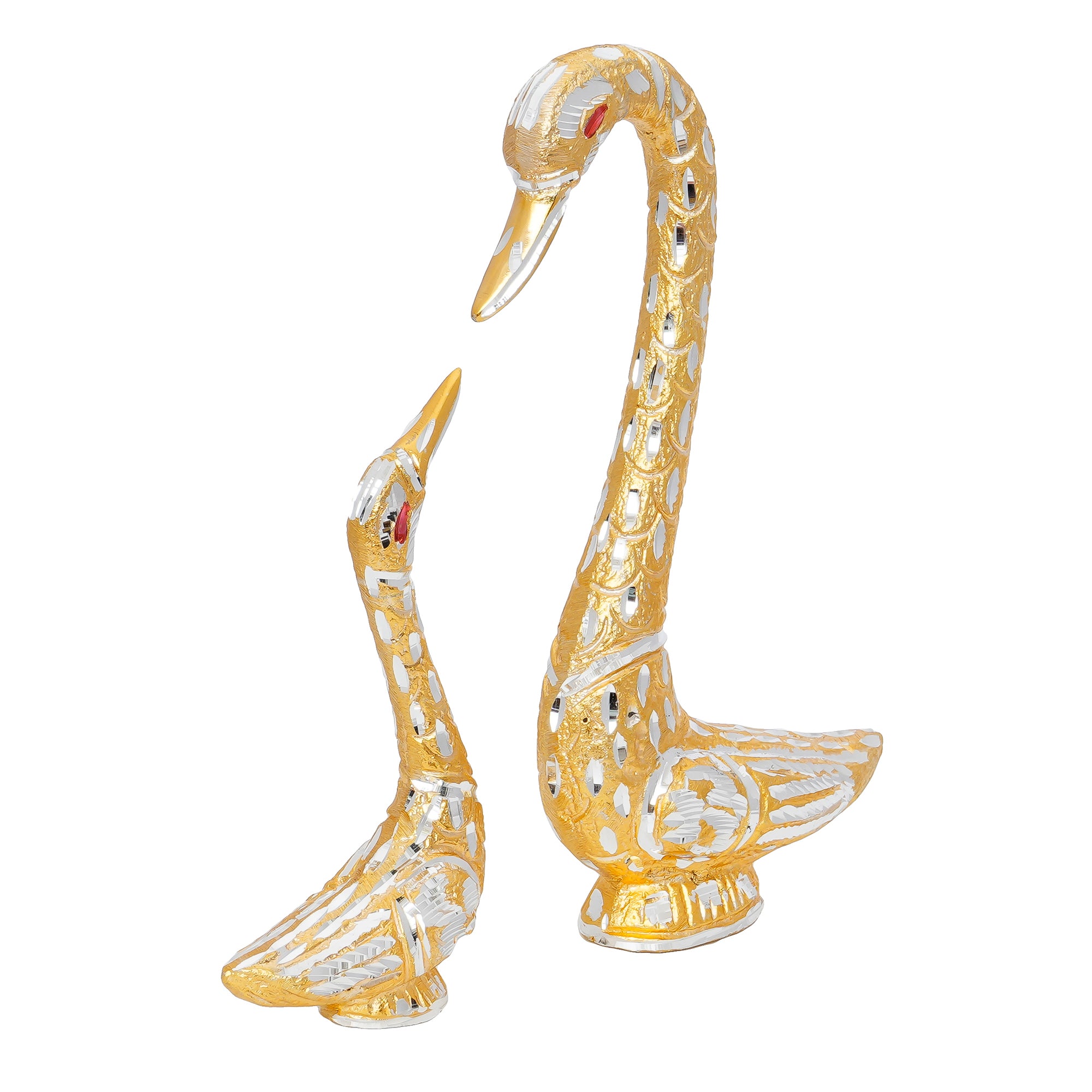 Loving Golden Swan Couple Metal Handcrafted Decorative Figurine 6