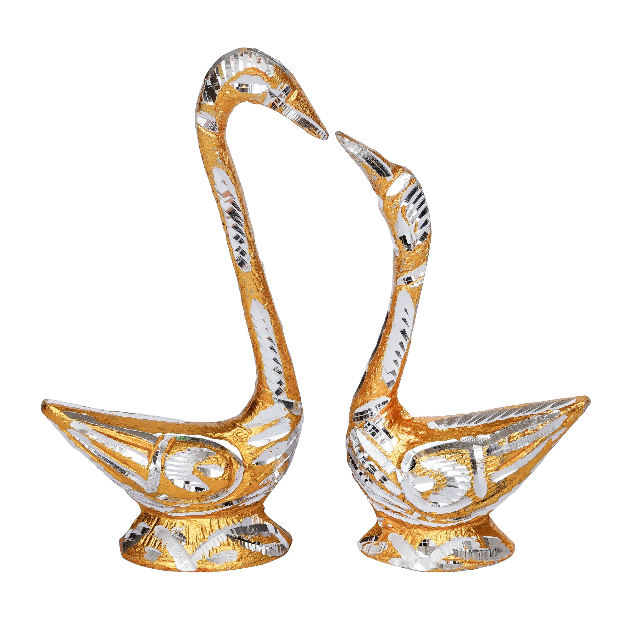Loving Golden Swan Couple Metal Handcrafted Decorative Figurine 4