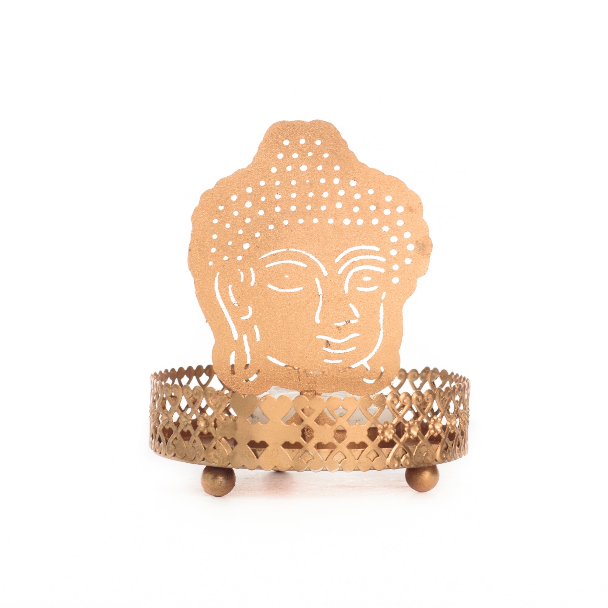 Metal Golden Shadow Lord Buddha tea light candle holder 4