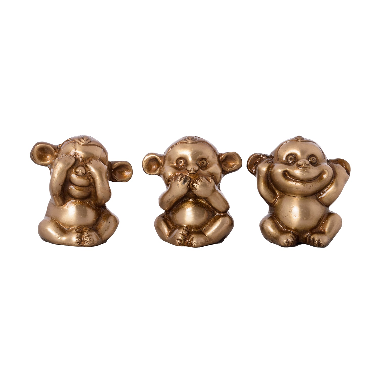 3 Musketeers Monkey Statues Set Brass Animal Figurine Decorative Showpiece 2