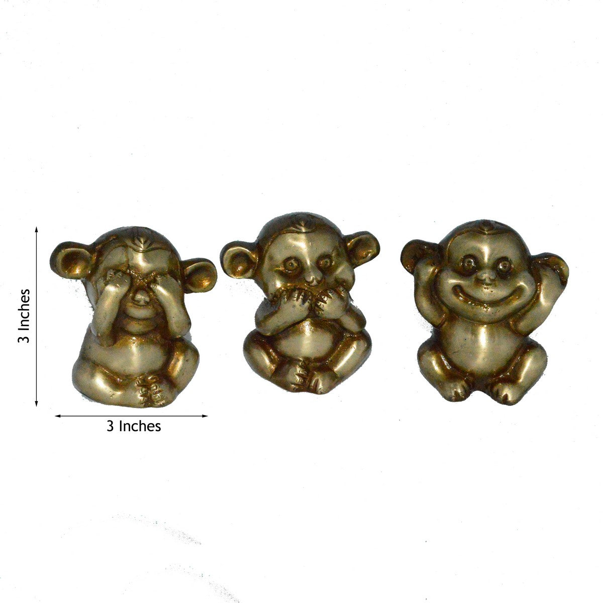 3 Musketeers Monkey Statues Set Brass Animal Figurine Decorative Showpiece 3