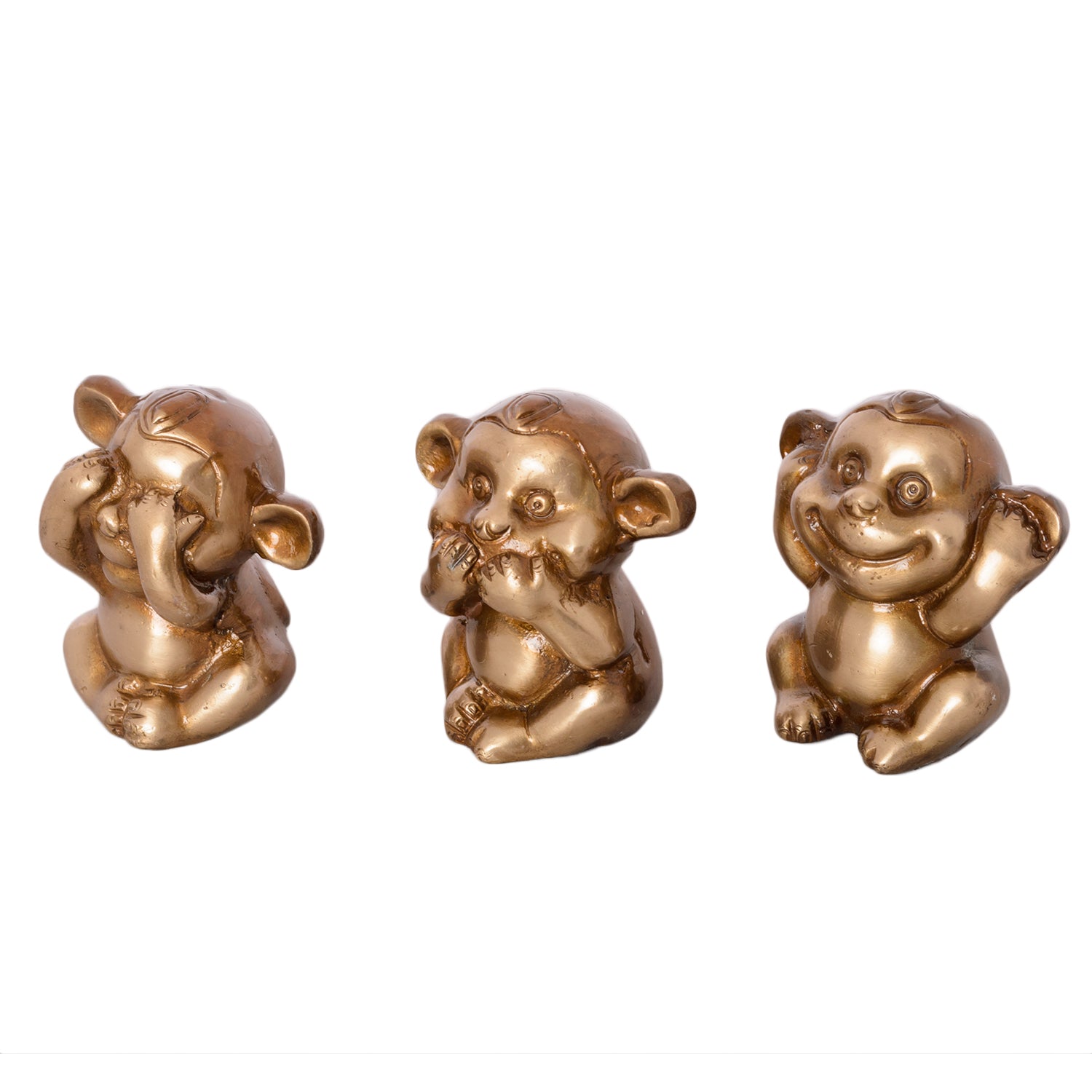 3 Musketeers Monkey Statues Set Brass Animal Figurine Decorative Showpiece 4