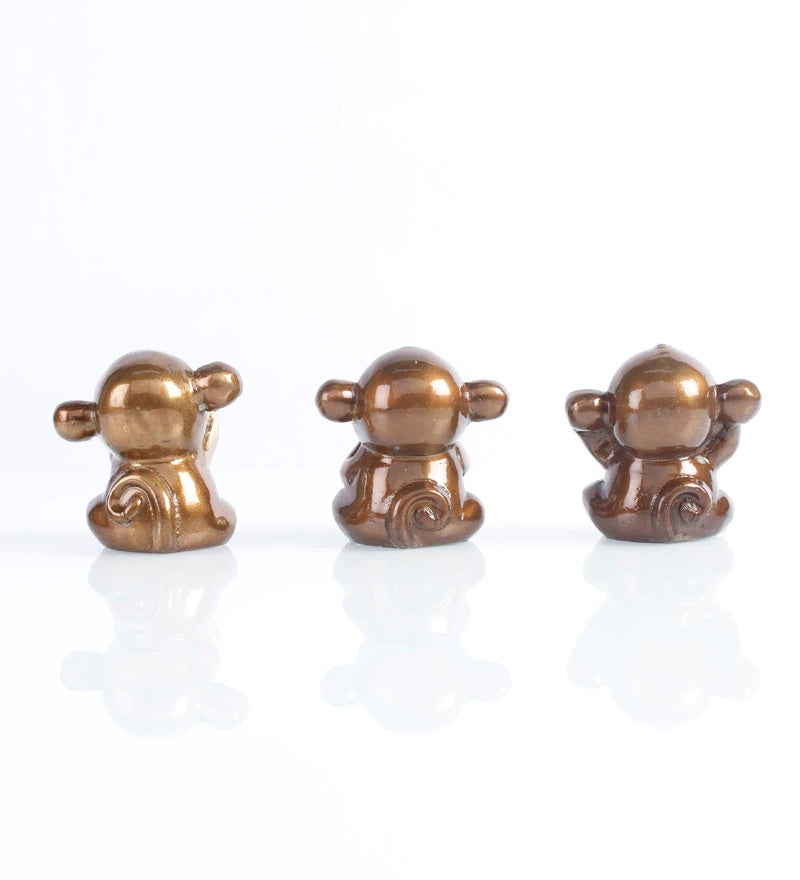 3 Musketeers Monkey Statues Set Brass Animal Figurine Decorative Showpiece 5
