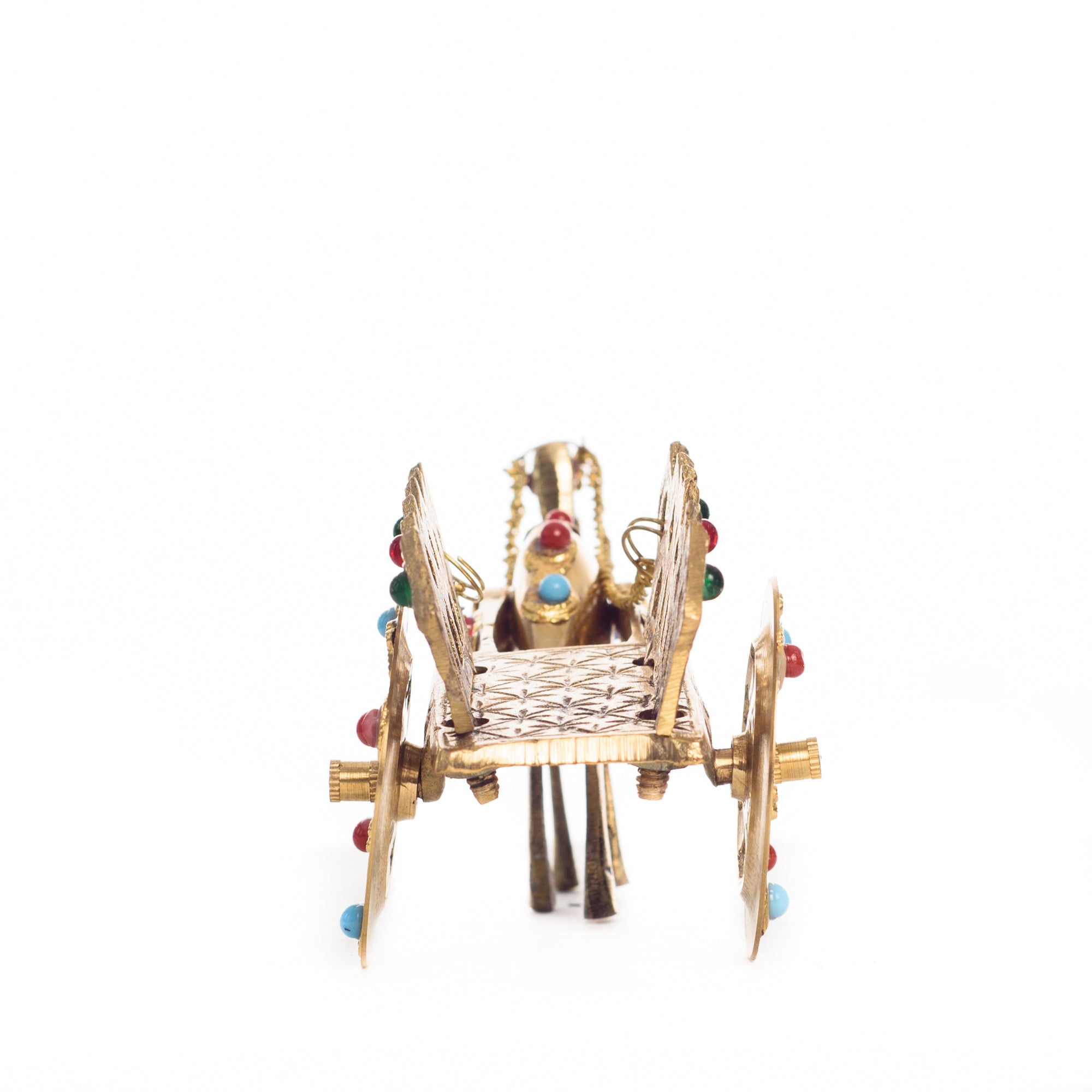 Gemstone Studded Pure Brass Golden Camel Cart Handicrafted Decorative Showpiece 4