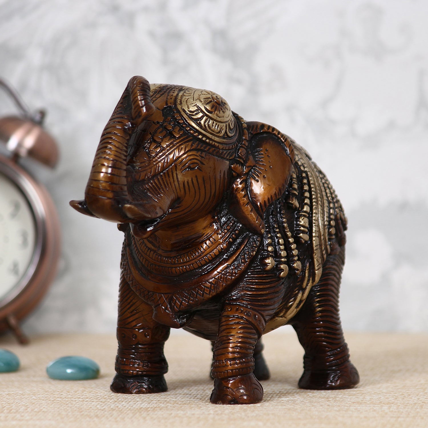 Brown Brass Antique Finish Decorative Elephant statue Animal Figurine 2