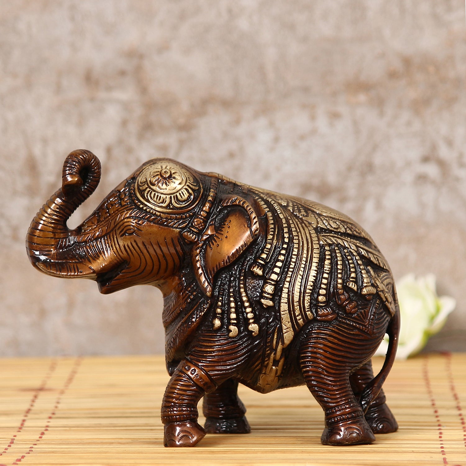 Brown Brass Antique Finish Decorative Elephant statue Animal Figurine