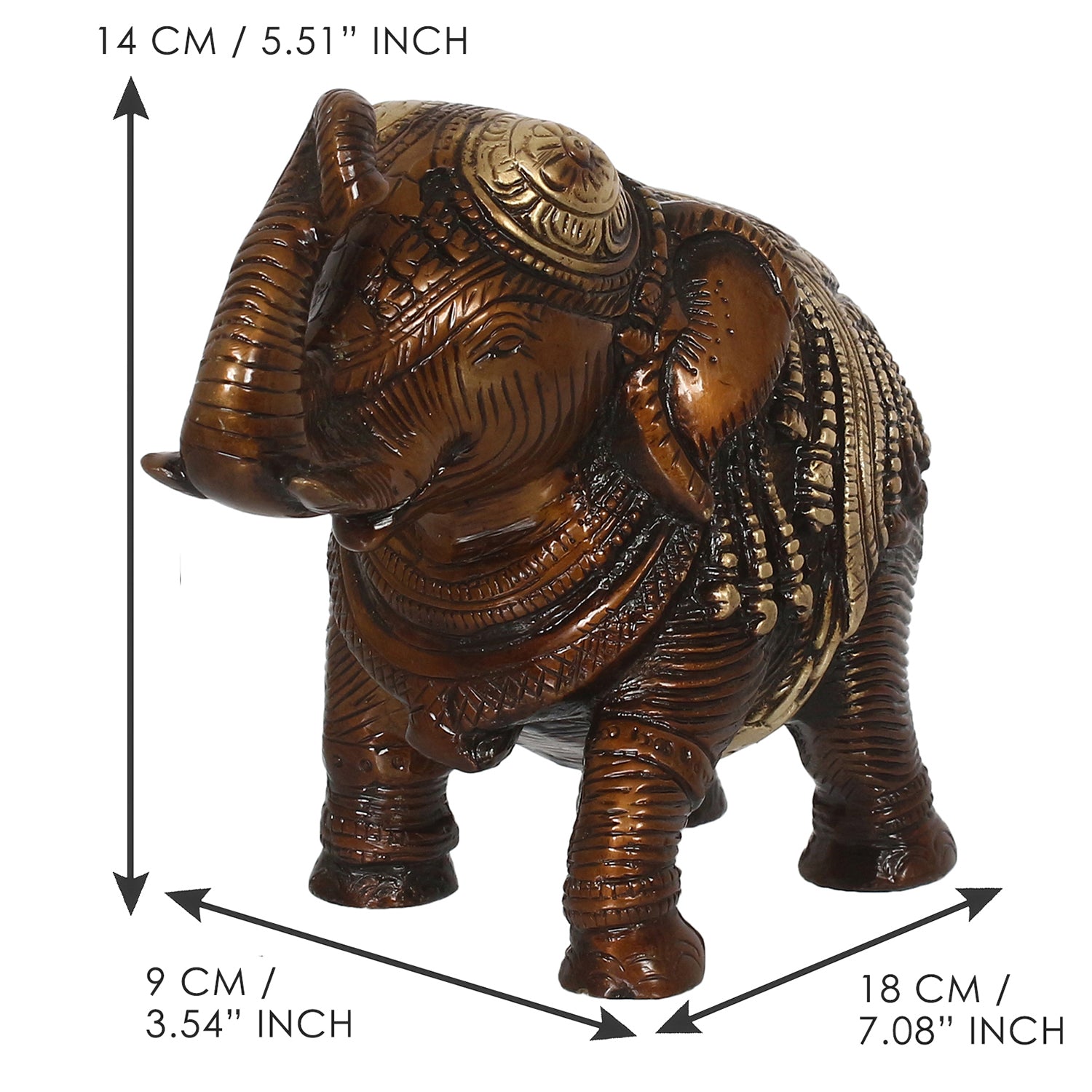 Brown Brass Antique Finish Decorative Elephant statue Animal Figurine 4