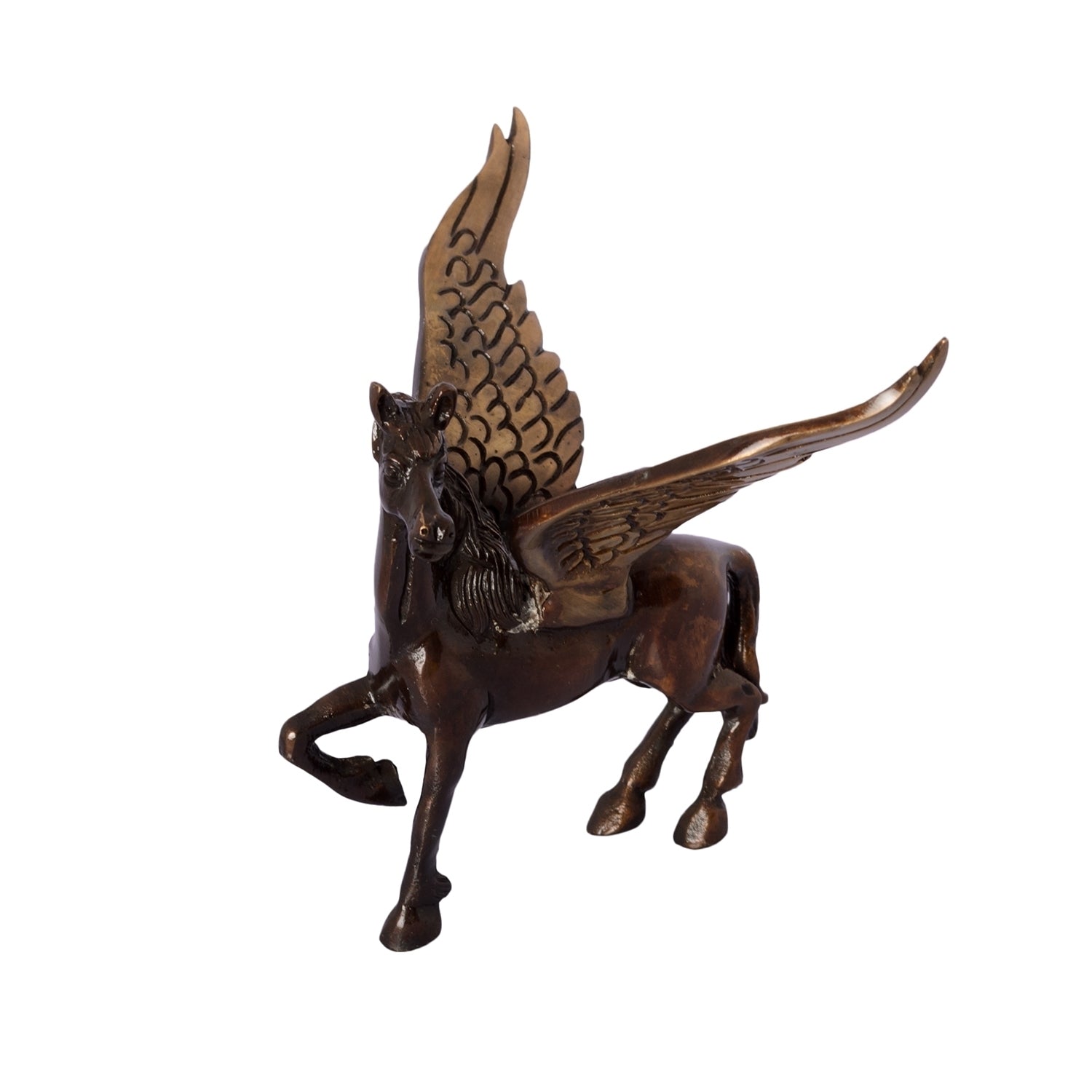 Brown and Black Brass Antique Finish Flying Angel Horse Showpiece Animal Figurines 2