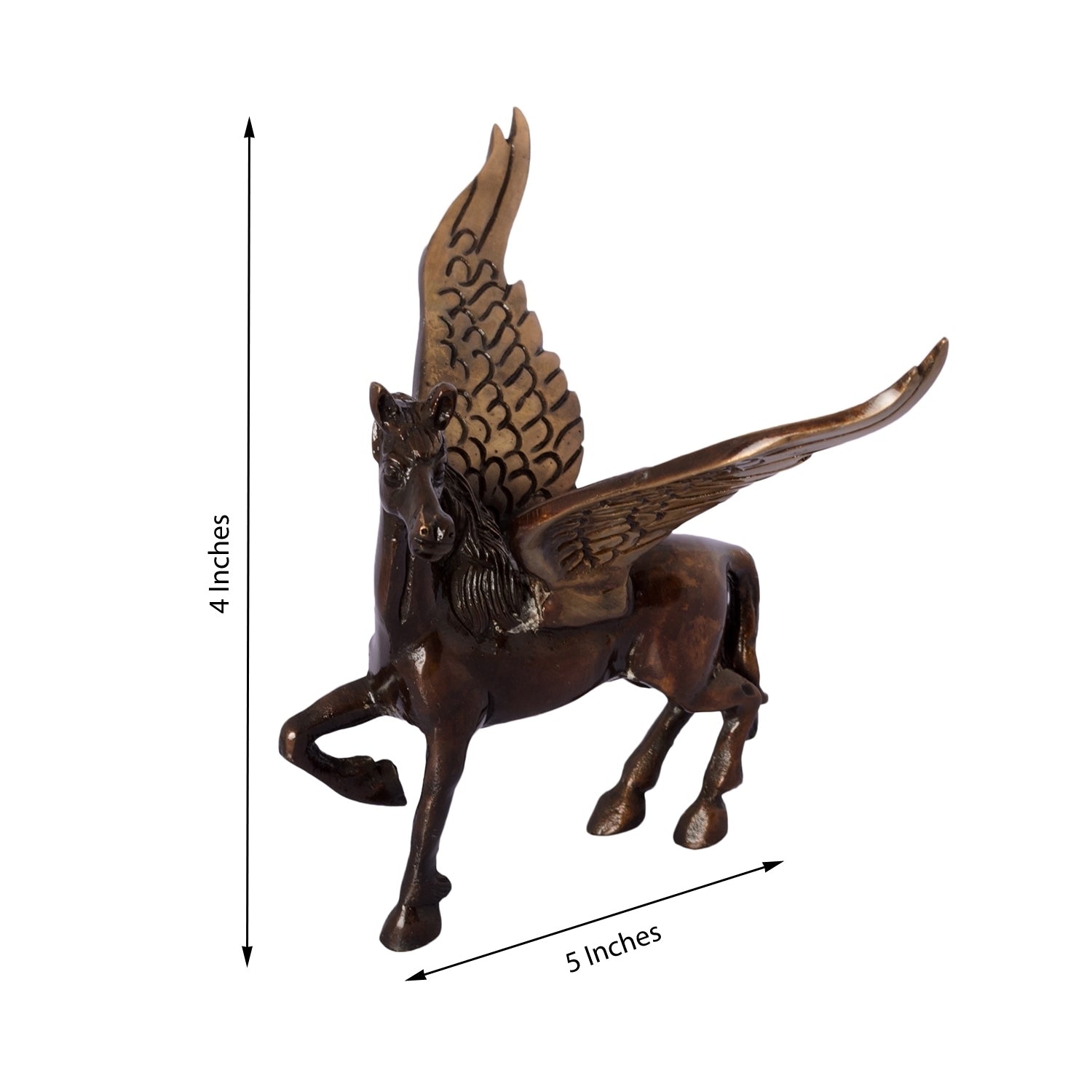 Brown and Black Brass Antique Finish Flying Angel Horse Showpiece Animal Figurines 3