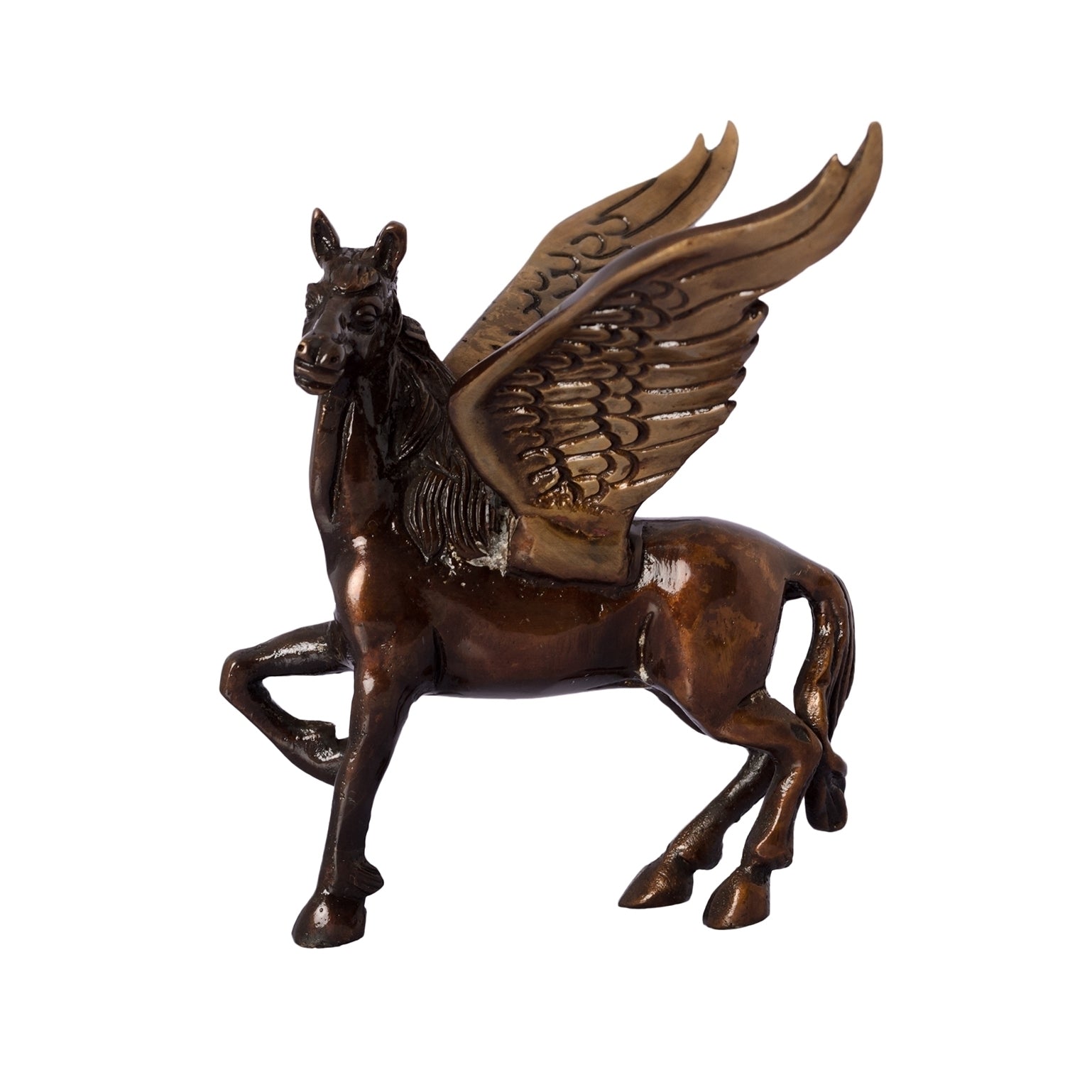 Brown and Black Brass Antique Finish Flying Angel Horse Showpiece Animal Figurines 4
