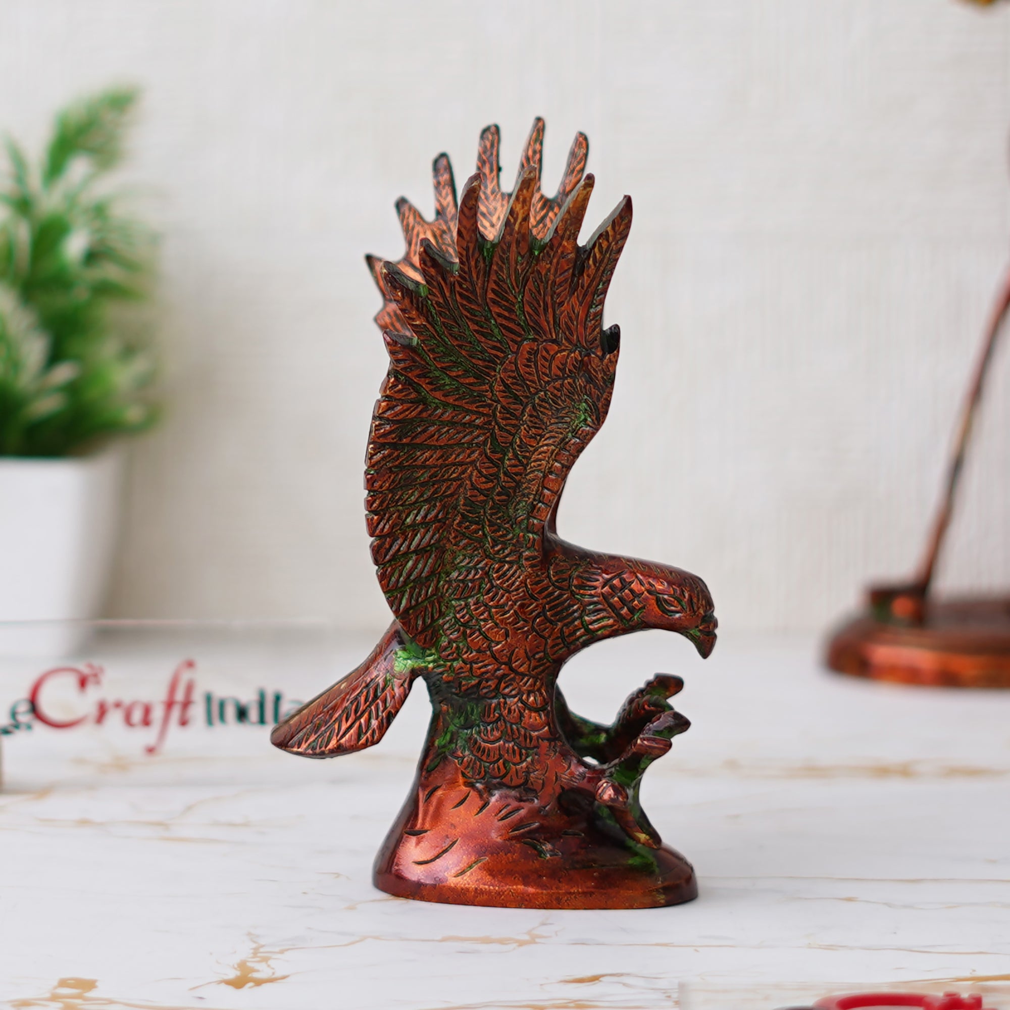 eCraftIndia Brown Brass Flying Eagle Statue Garuda Bird Figurine Showpiece 4