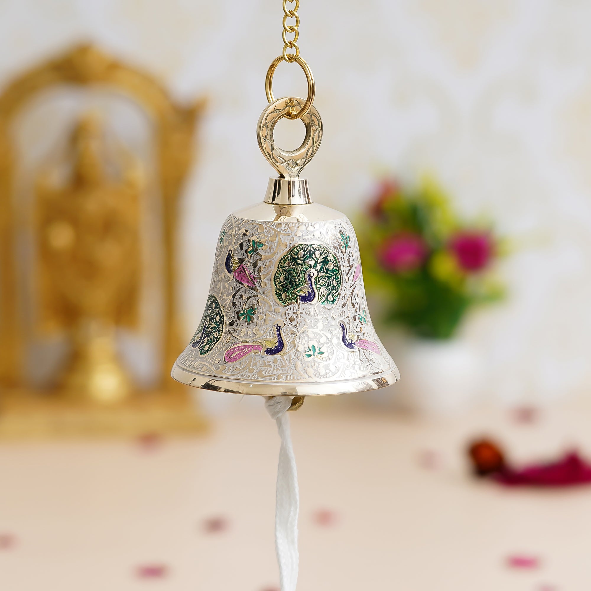 Silver Handcrafted Brass Hanging Pooja Bell