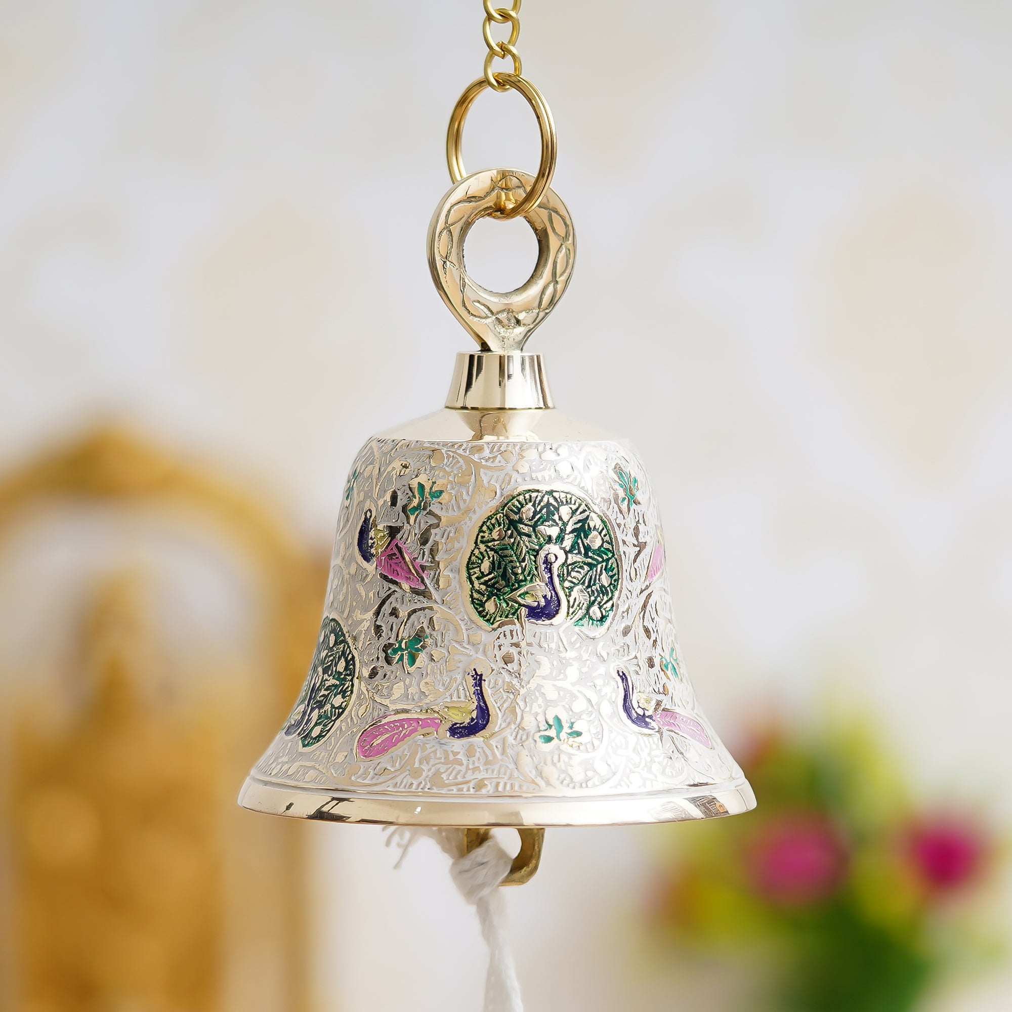 Silver Handcrafted Brass Hanging Pooja Bell 1