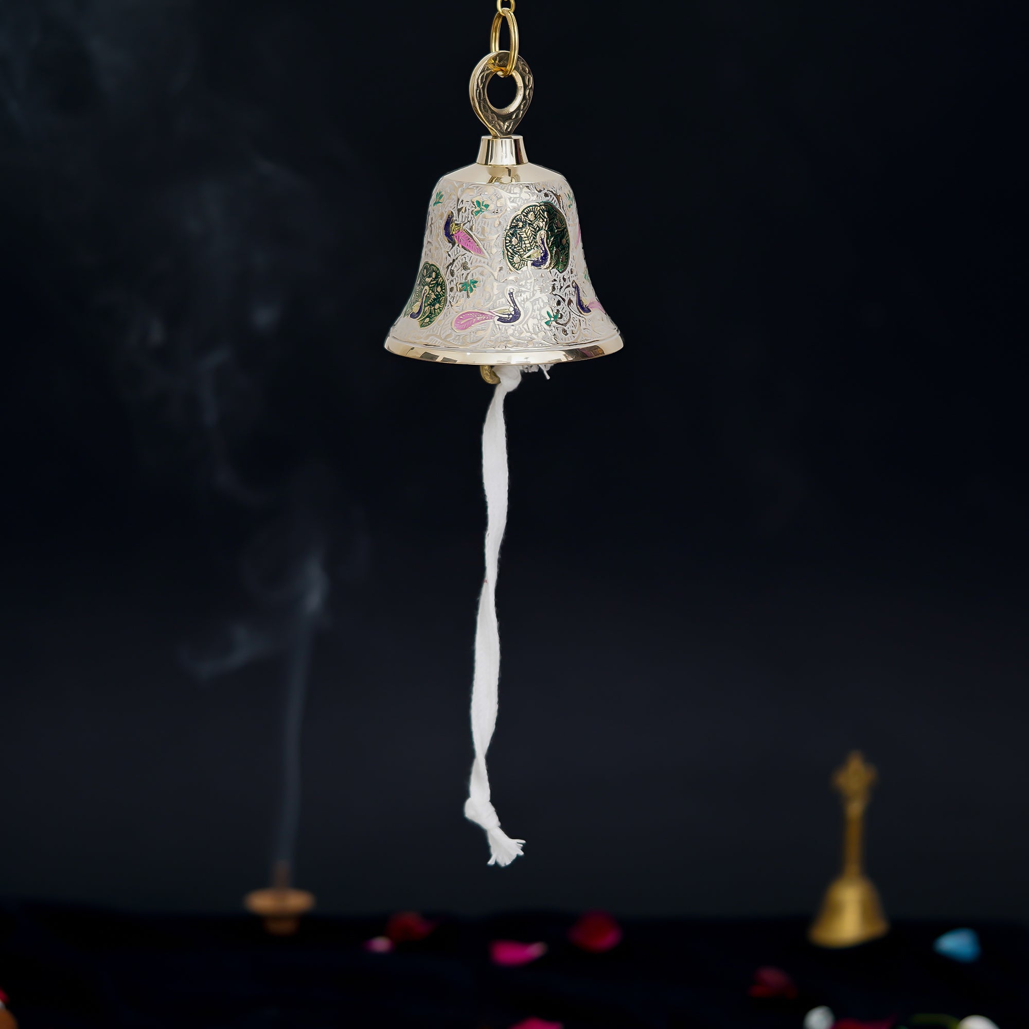 Silver Handcrafted Brass Hanging Pooja Bell 2