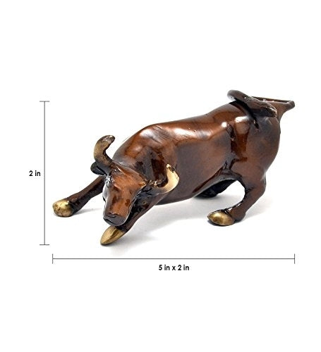 Brown Brass charging bull statue Animal Figurines 3