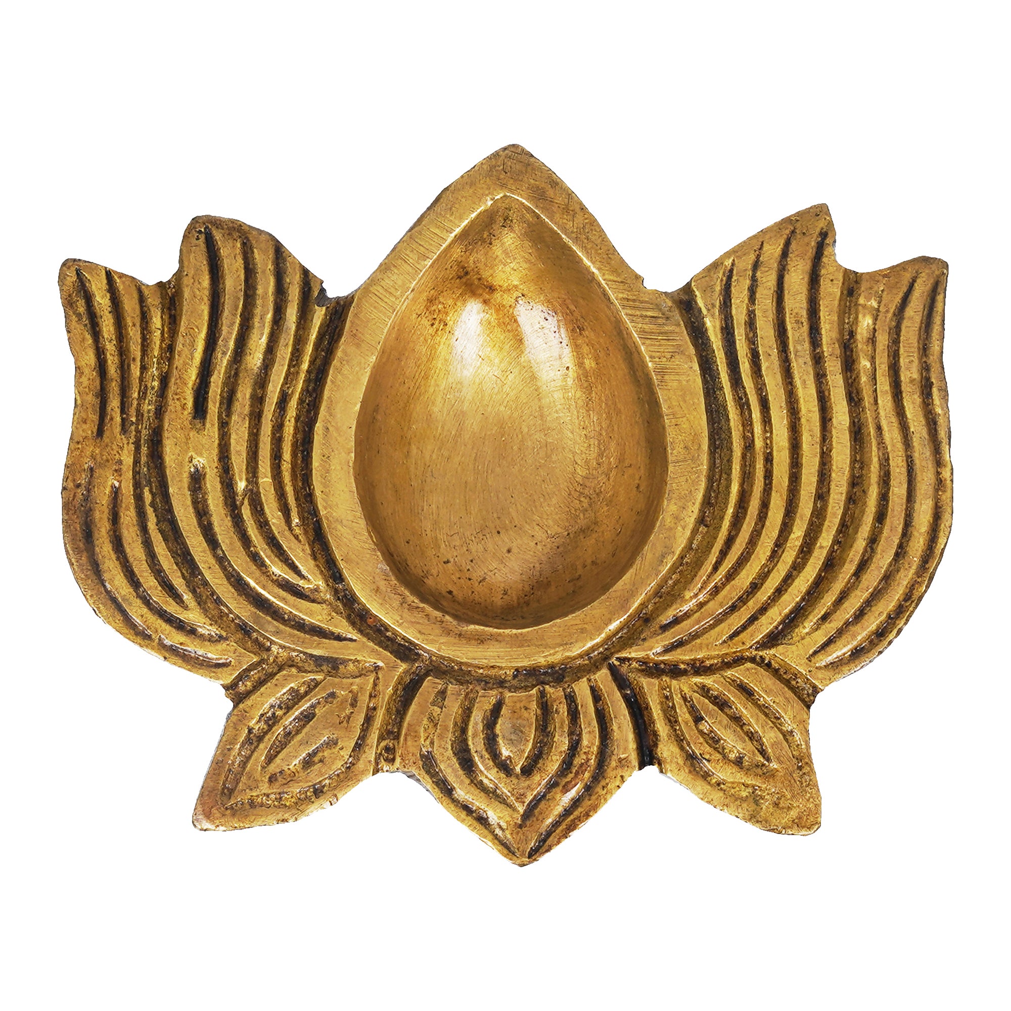eCraftIndia Traditional Golden Designer Lotus Shaped Brass Diya 2