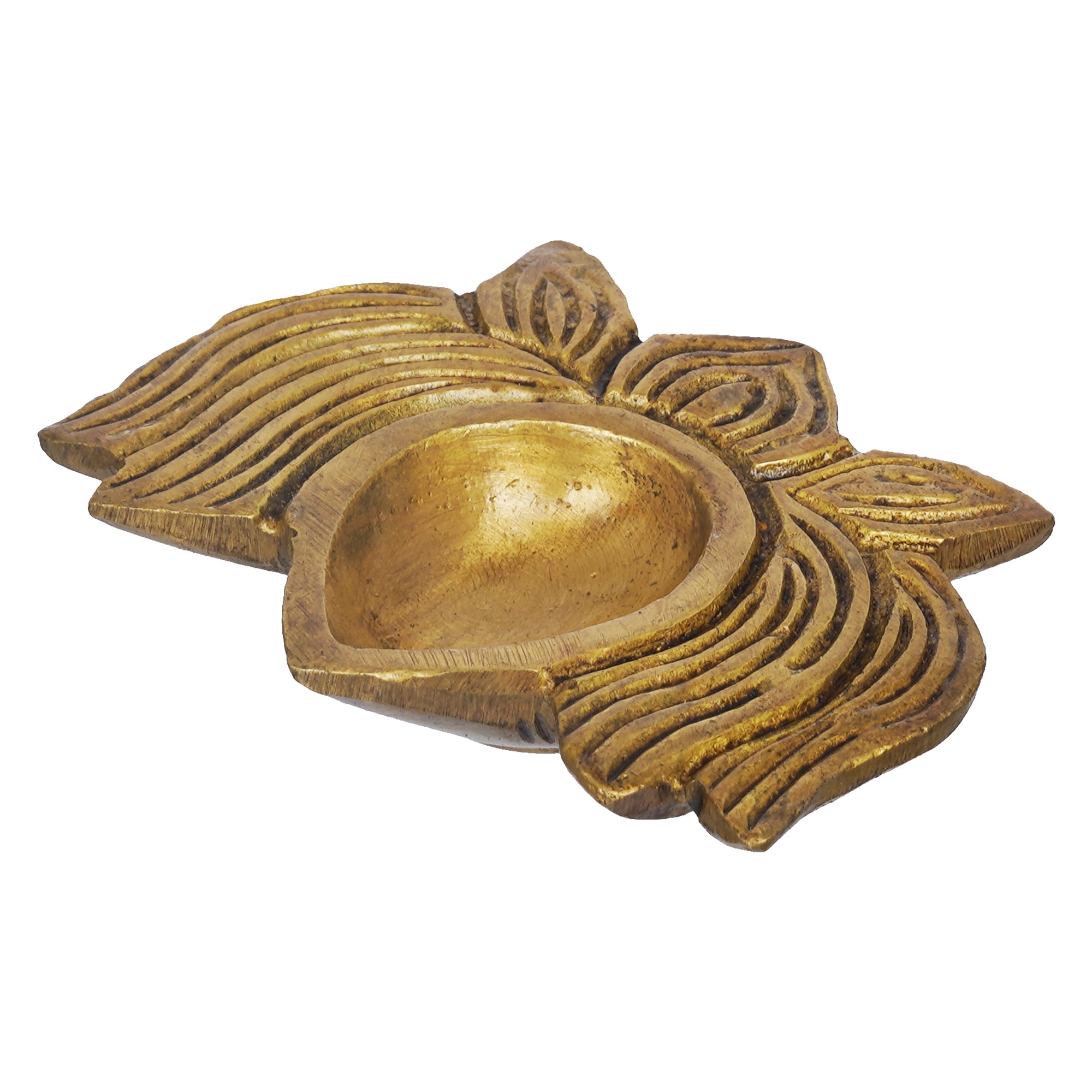 eCraftIndia Traditional Golden Designer Lotus Shaped Brass Diya 7