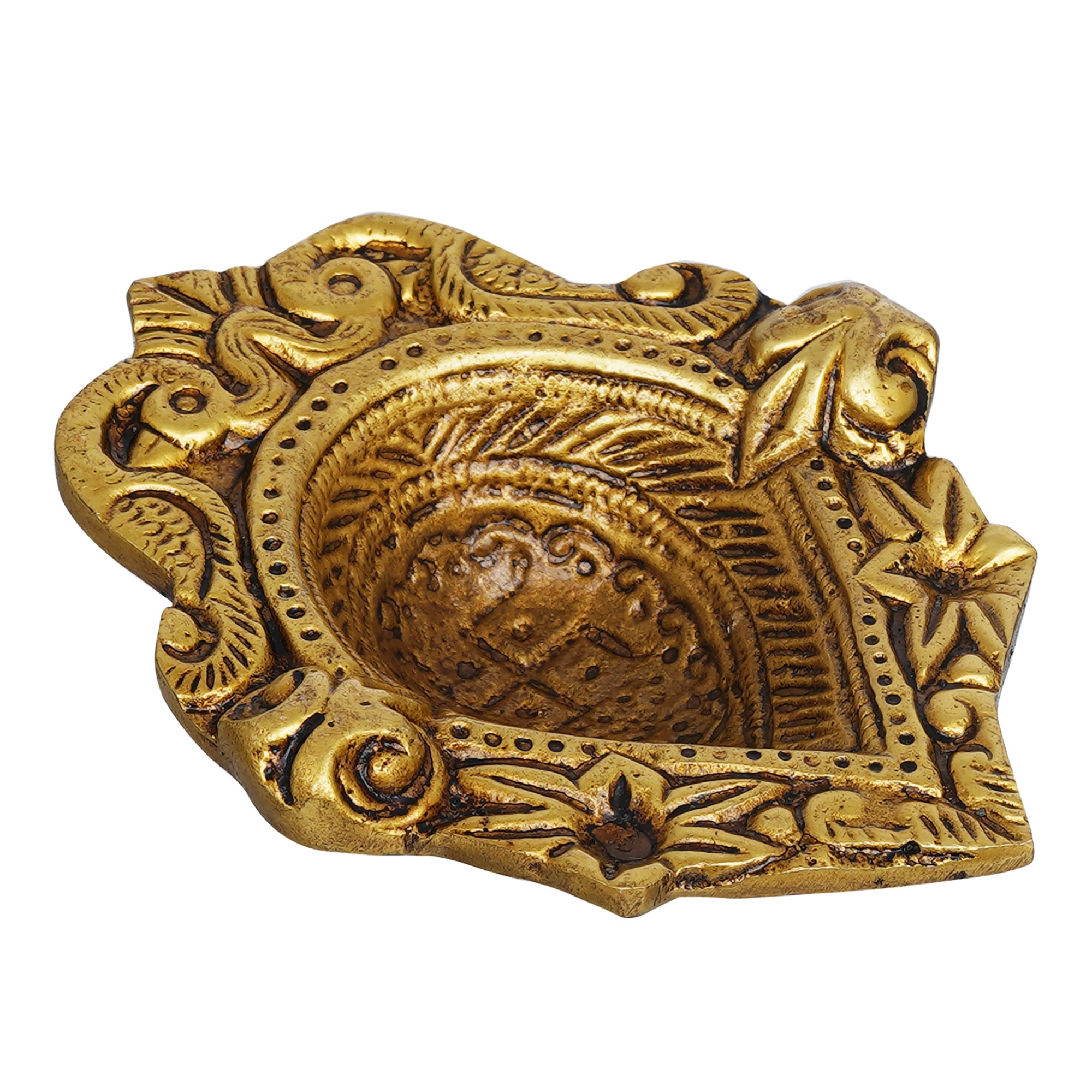 eCraftIndia Golden Handcrafted Traditional Decorative Brass Diya 2