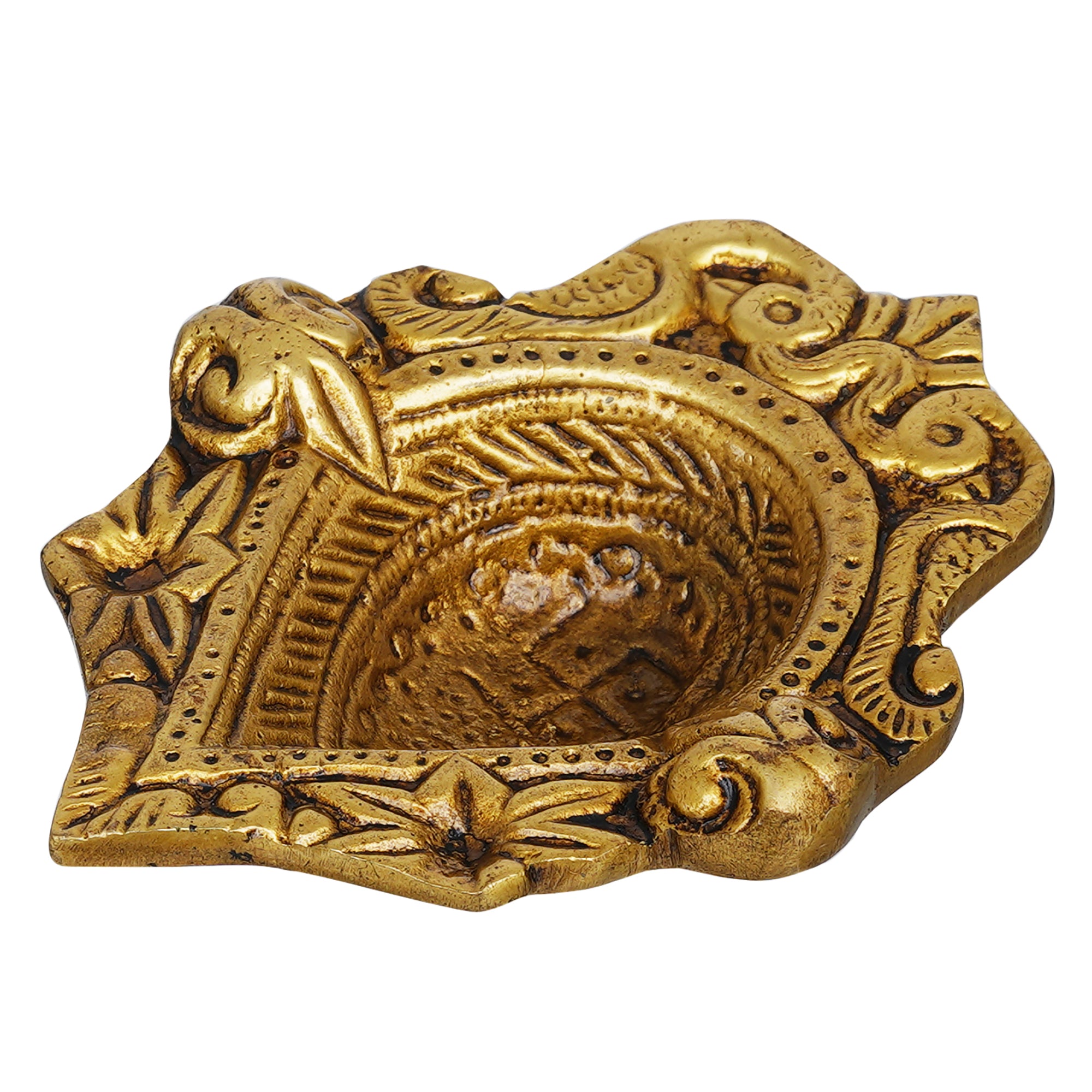 eCraftIndia Golden Handcrafted Traditional Decorative Brass Diya 4