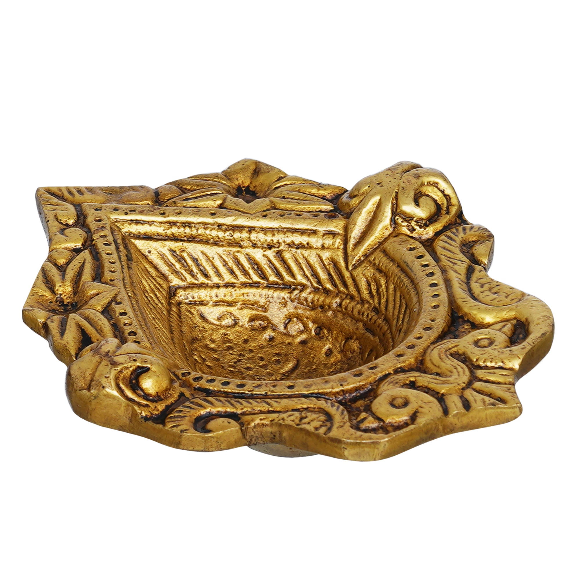 eCraftIndia Golden Handcrafted Traditional Decorative Brass Diya 5