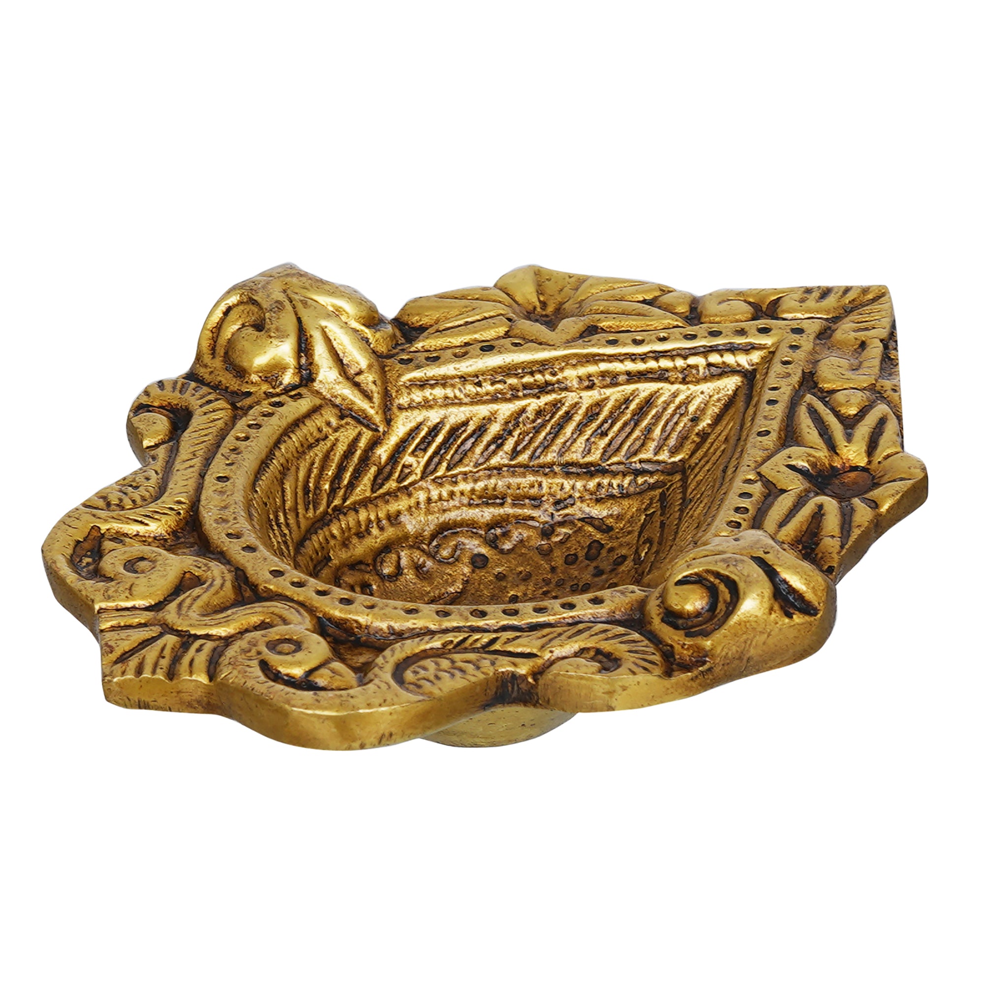 eCraftIndia Golden Handcrafted Traditional Decorative Brass Diya 6