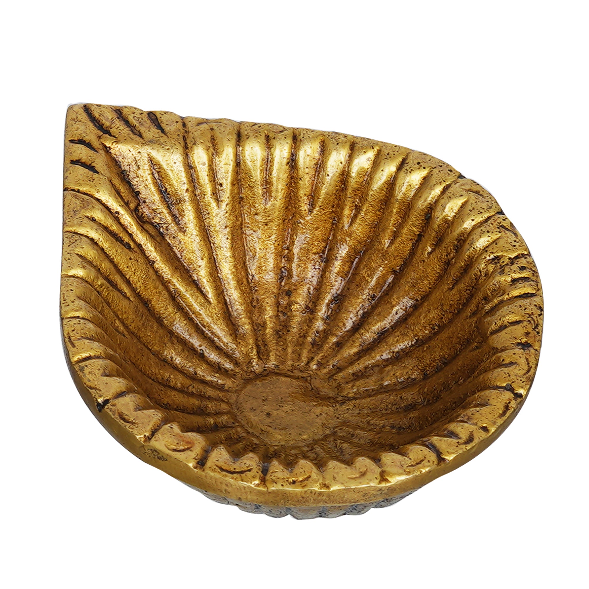 eCraftIndia Set of 1 Golden Decorative Brass Diya 2