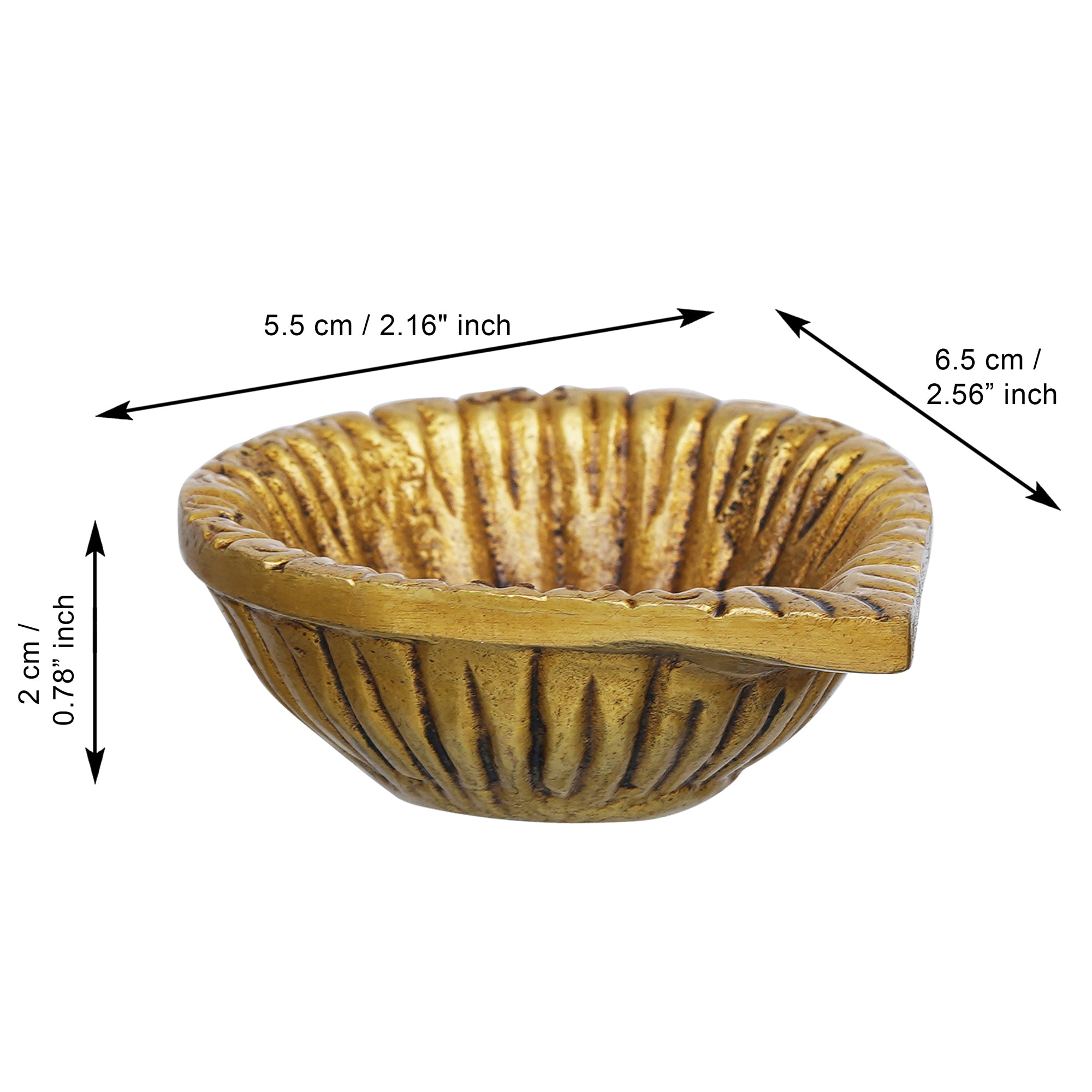 eCraftIndia Set of 1 Golden Decorative Brass Diya 3