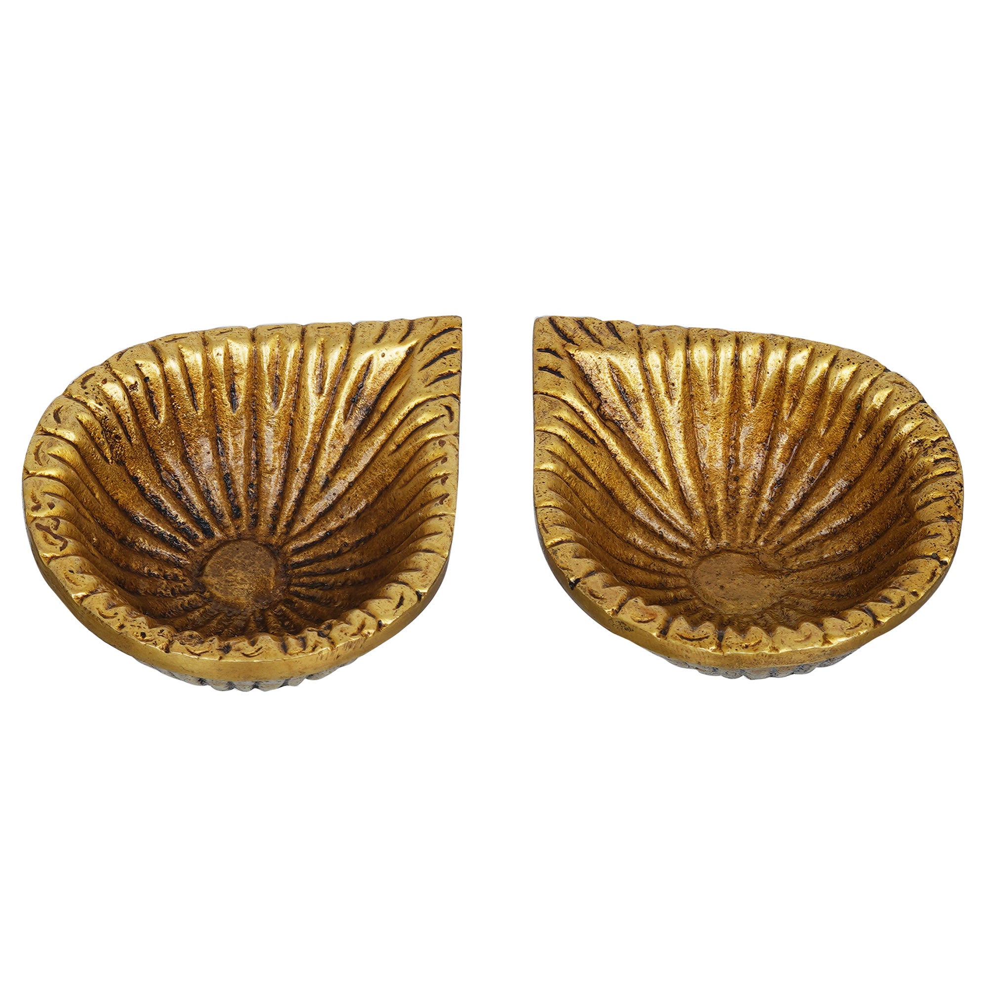 eCraftIndia Set of 2 Golden Handcrafted Decorative Brass Diyas 6