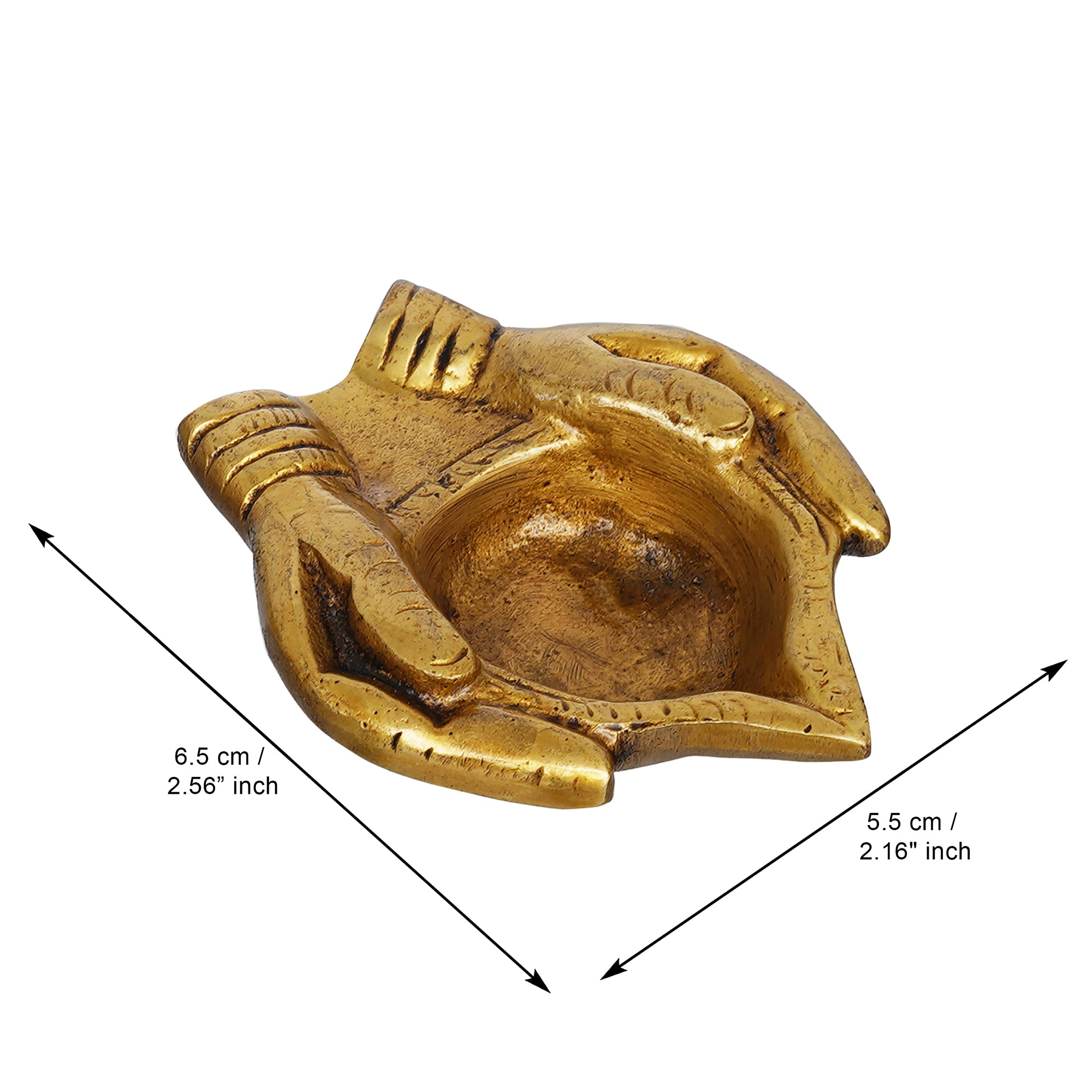 eCraftIndia Golden Handcrafted Lady Hand Holding Diya Ethnic Design Brass Diya 3