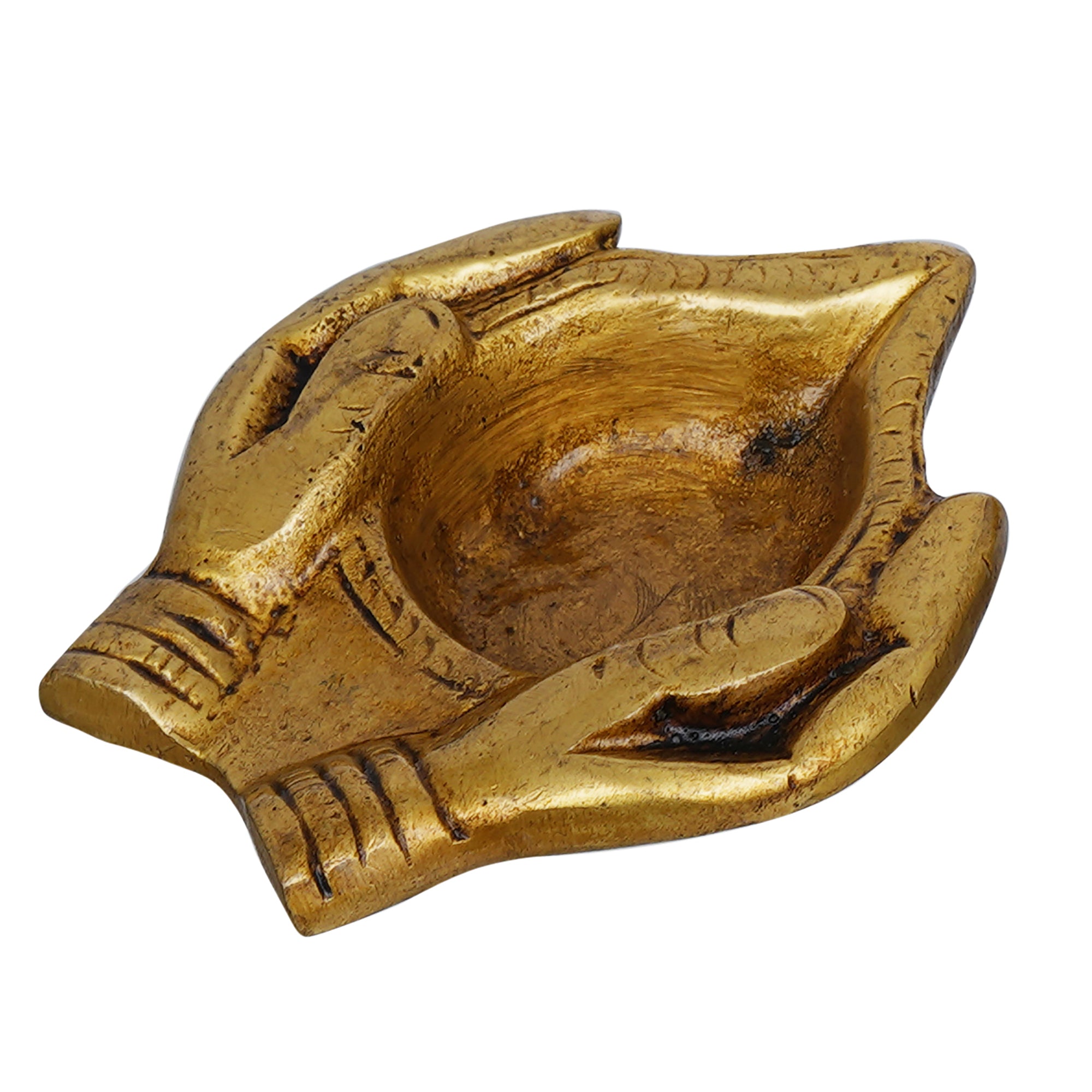 eCraftIndia Golden Handcrafted Lady Hand Holding Diya Ethnic Design Brass Diya 7