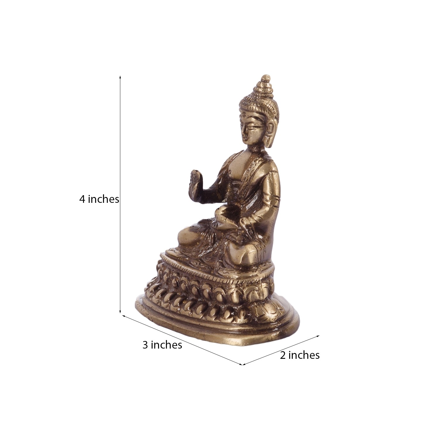 Golden Brass Meditating Buddha Statue 3